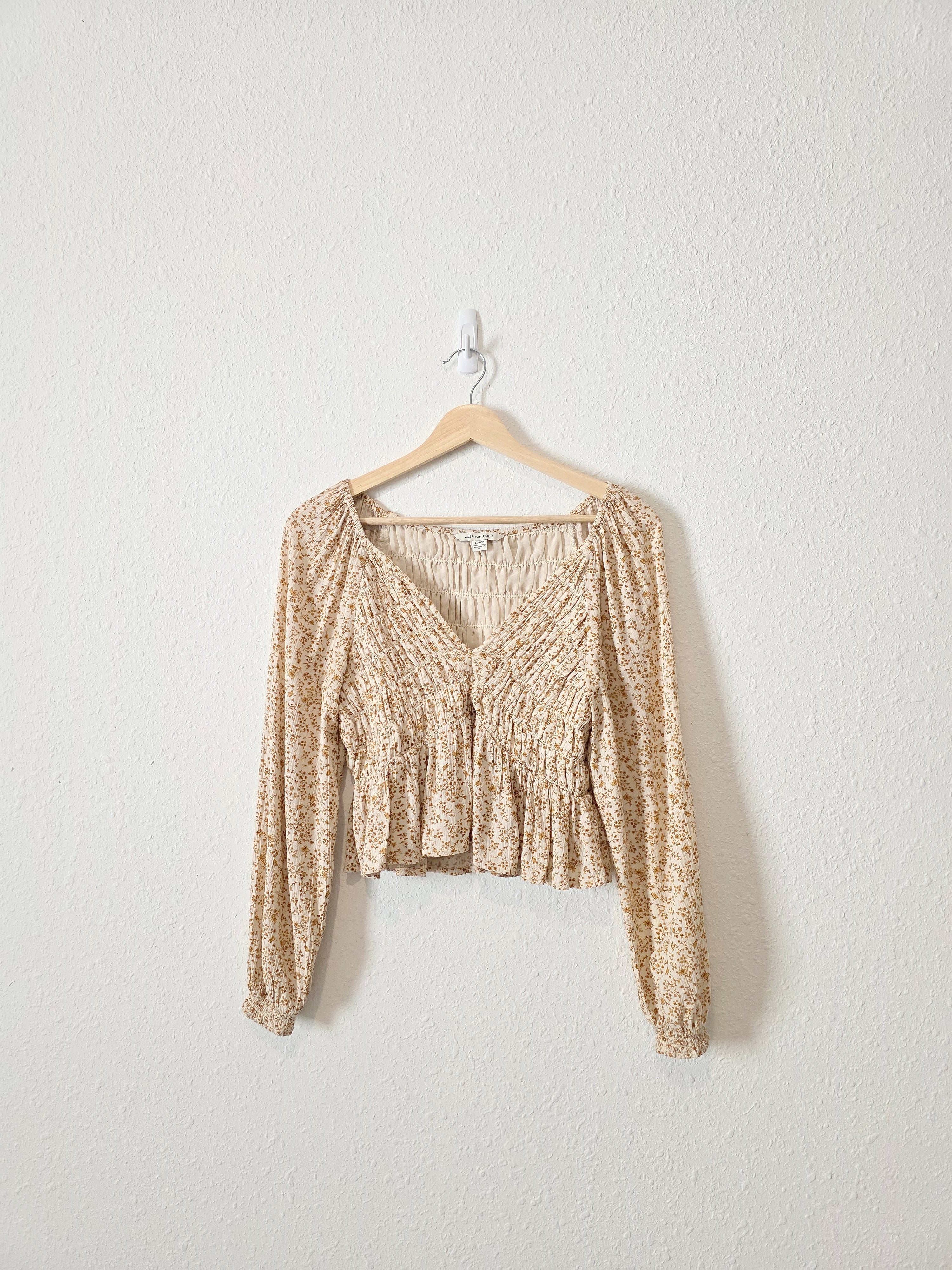 Dainty Floral Smocked Top (M)