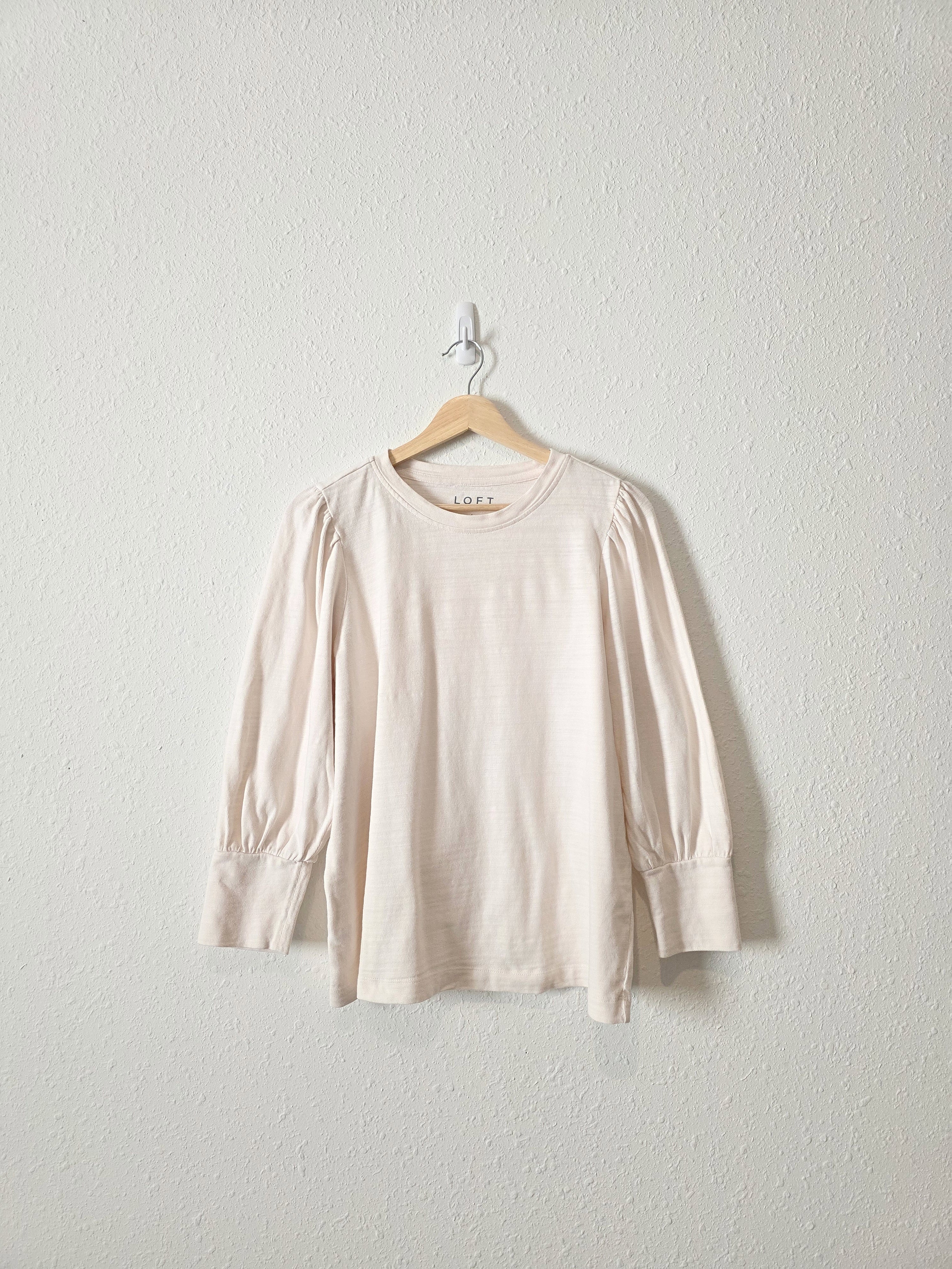 Loft Puff Sleeve Cotton Top (L)