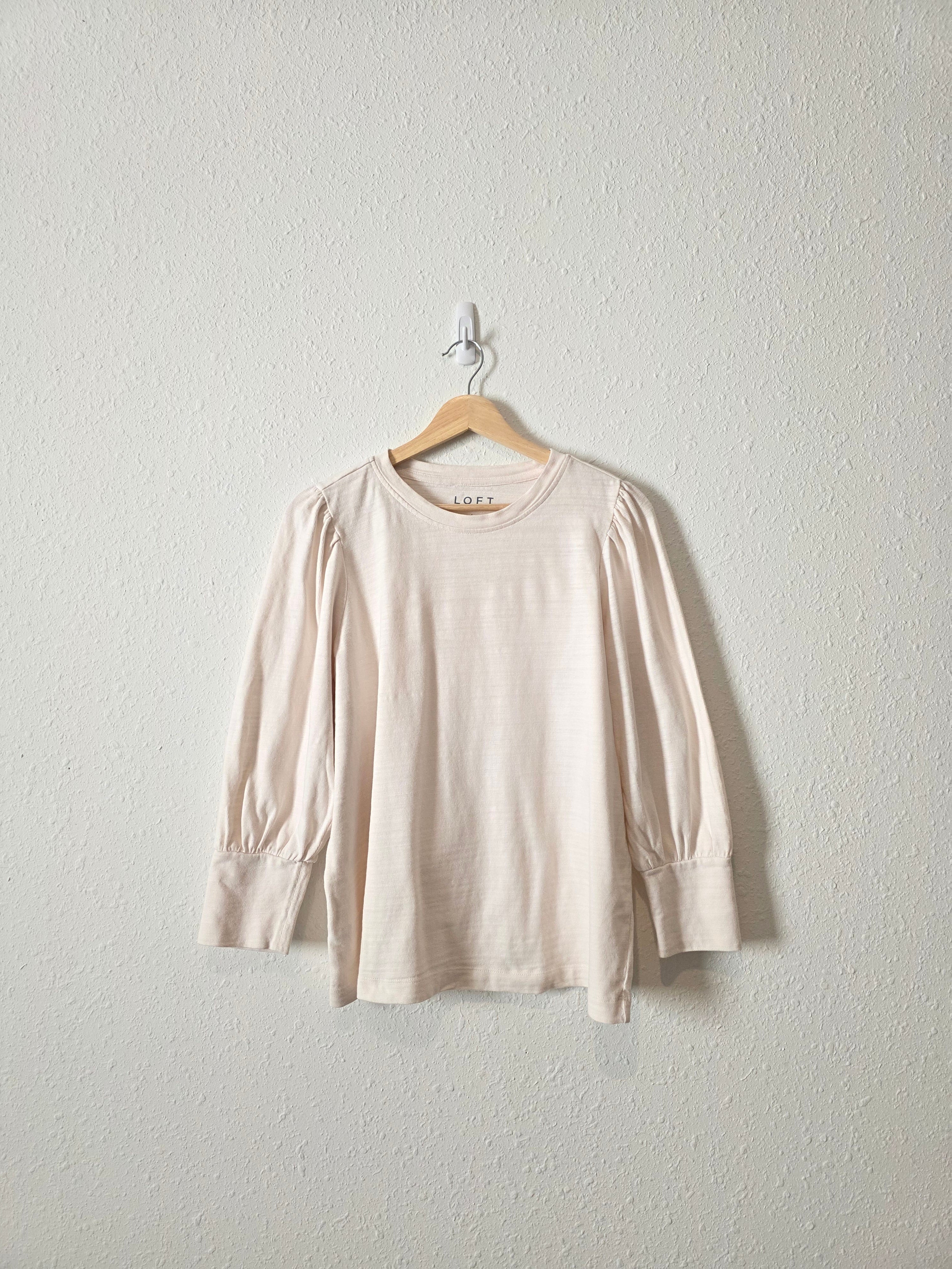 Loft Puff Sleeve Cotton Top (L)