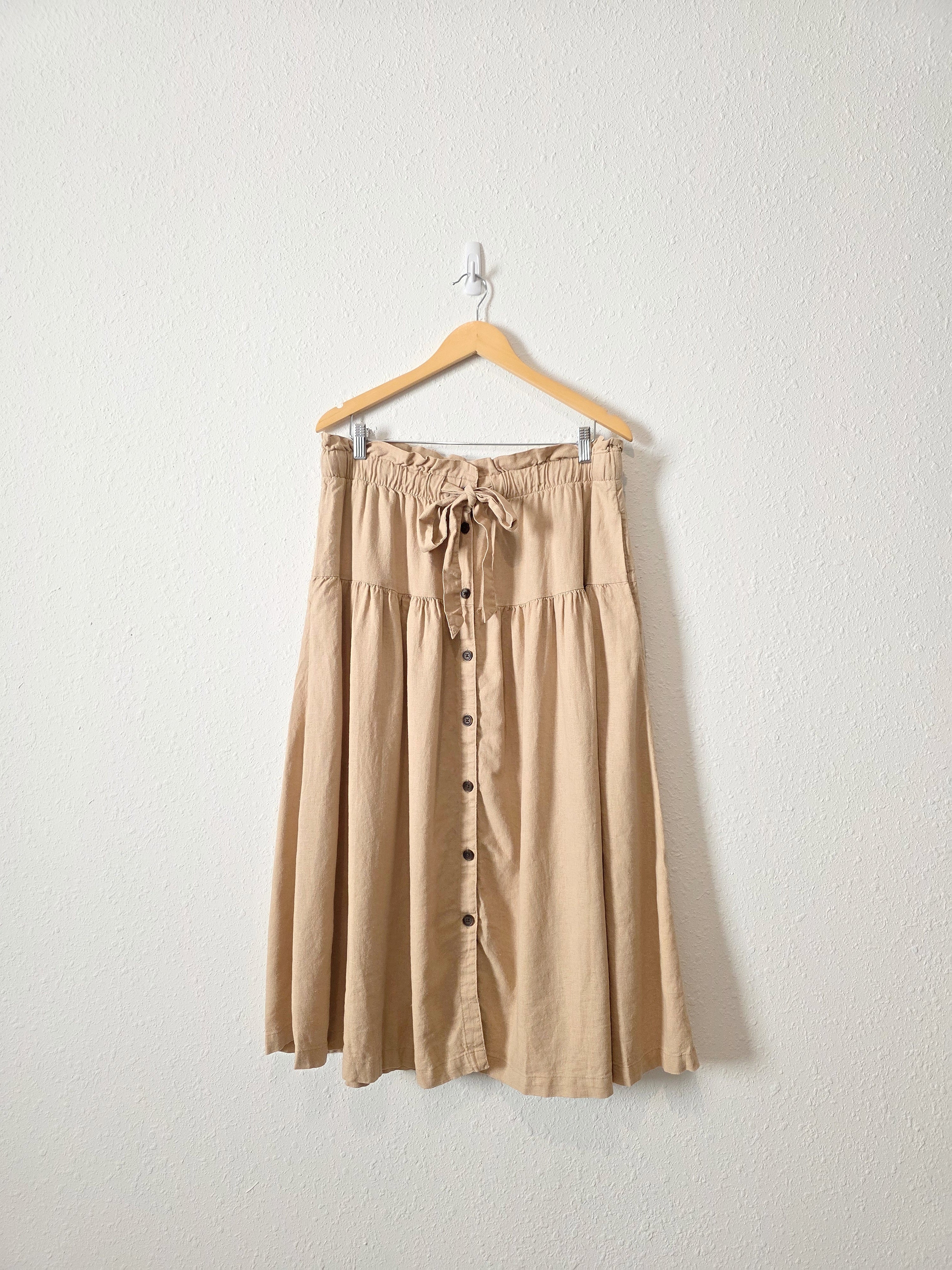 Linen Blend Midi Skirt (L)