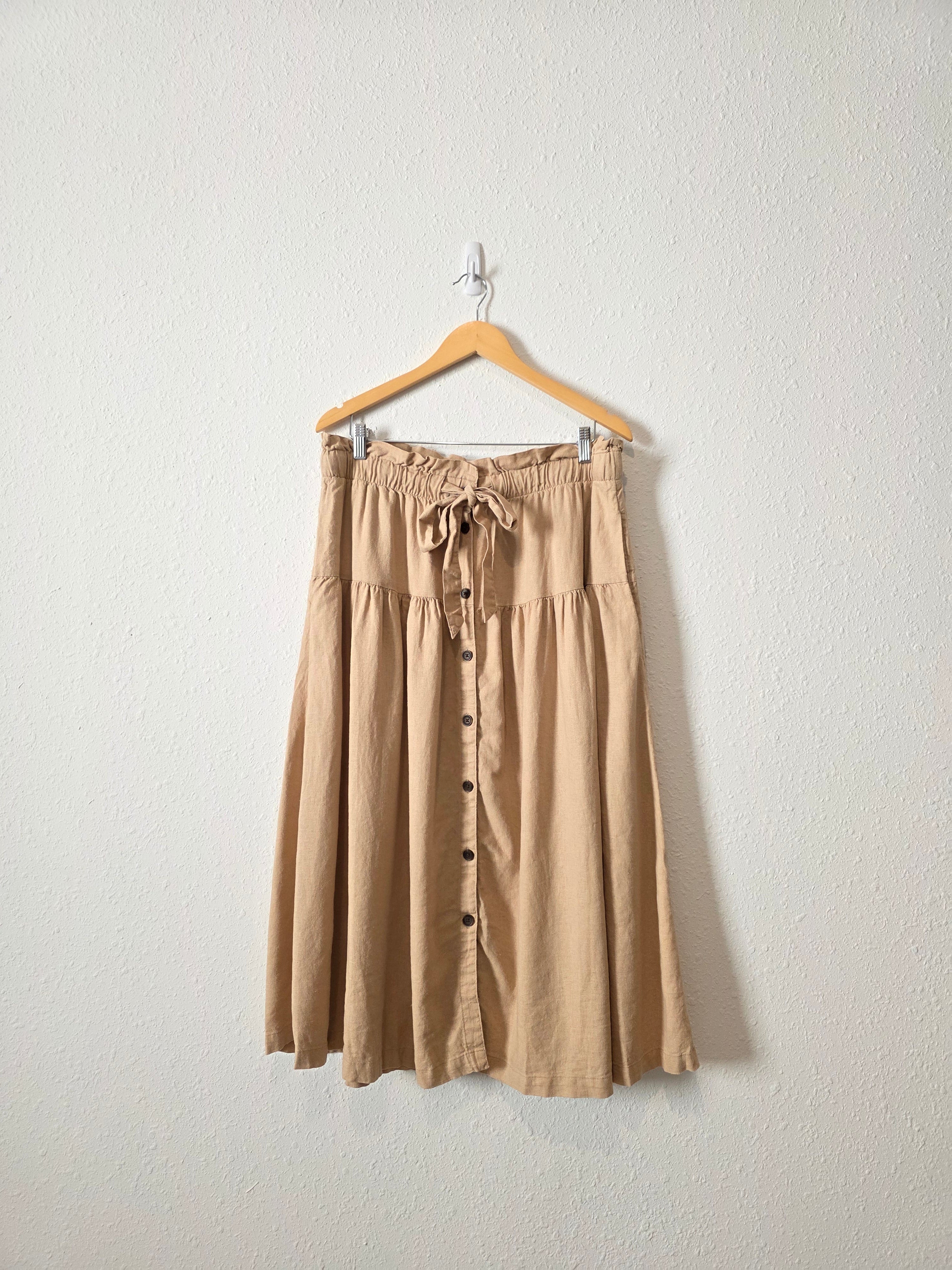 Linen Blend Midi Skirt (L)