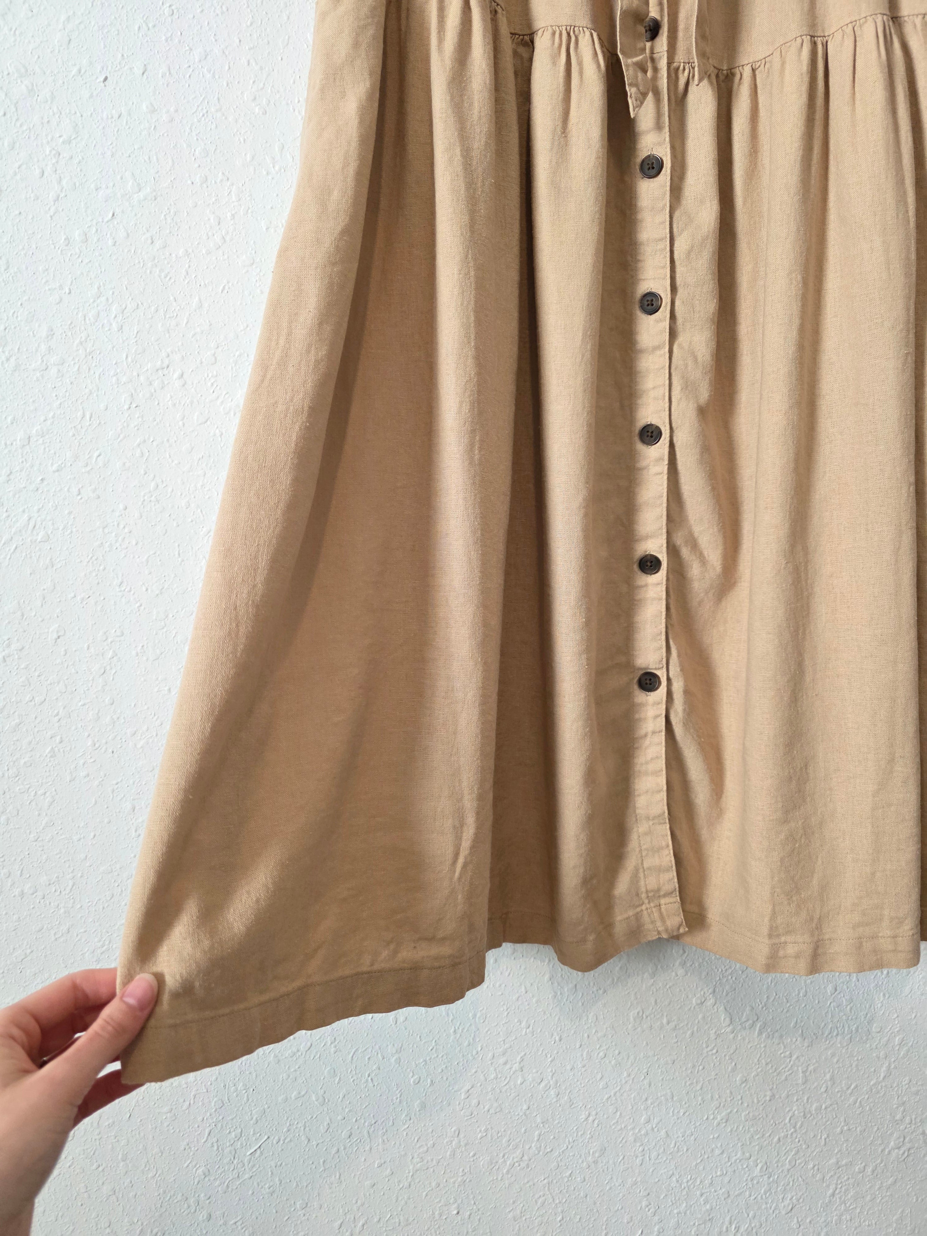 Linen Blend Midi Skirt (L)