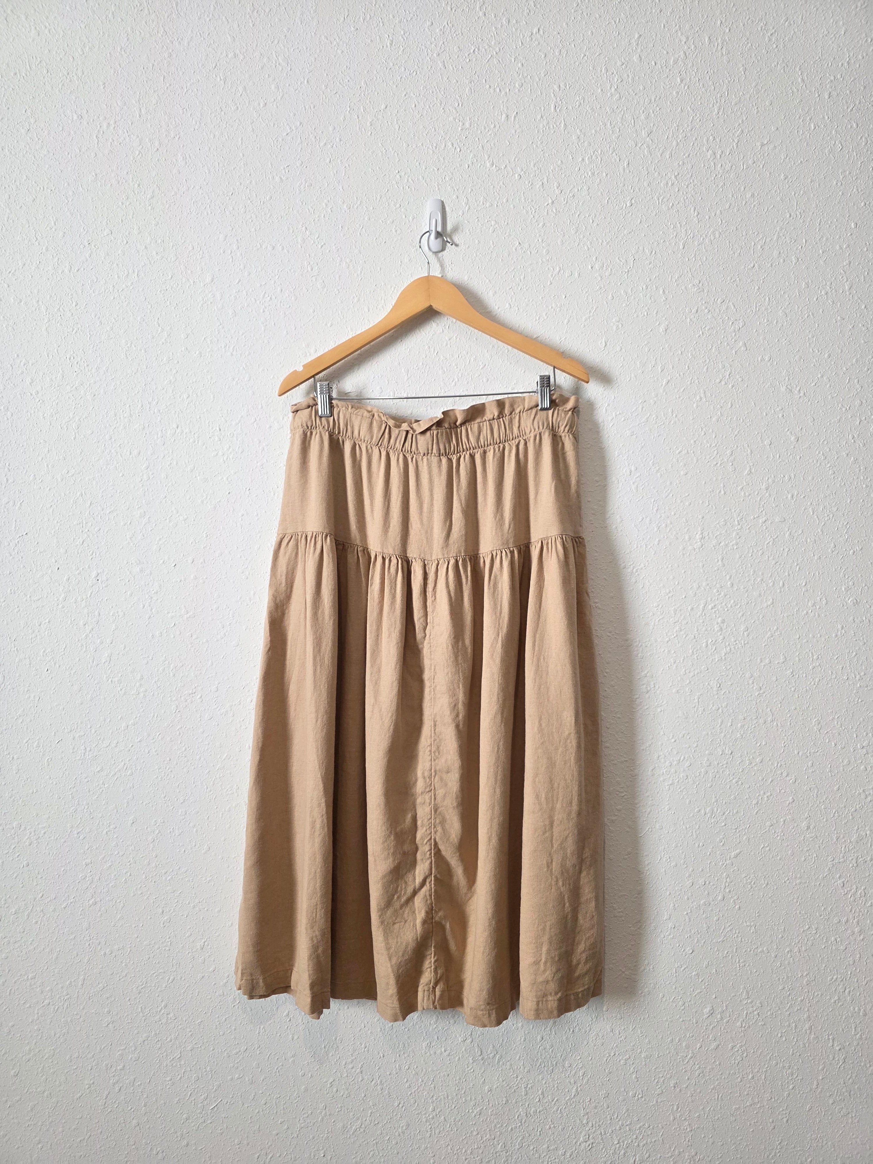 Linen Blend Midi Skirt (L)