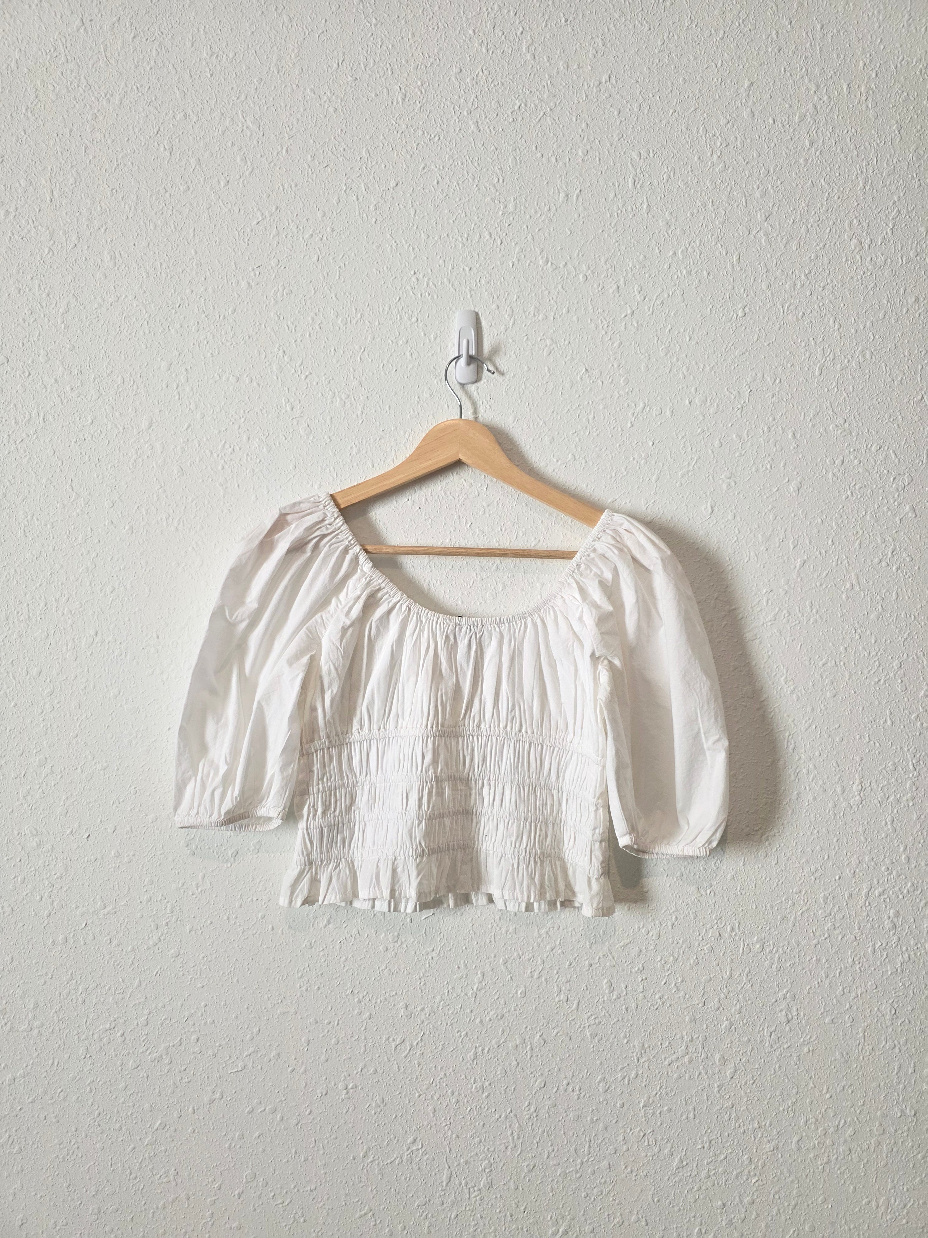 White Smocked Cotton Top (XS)