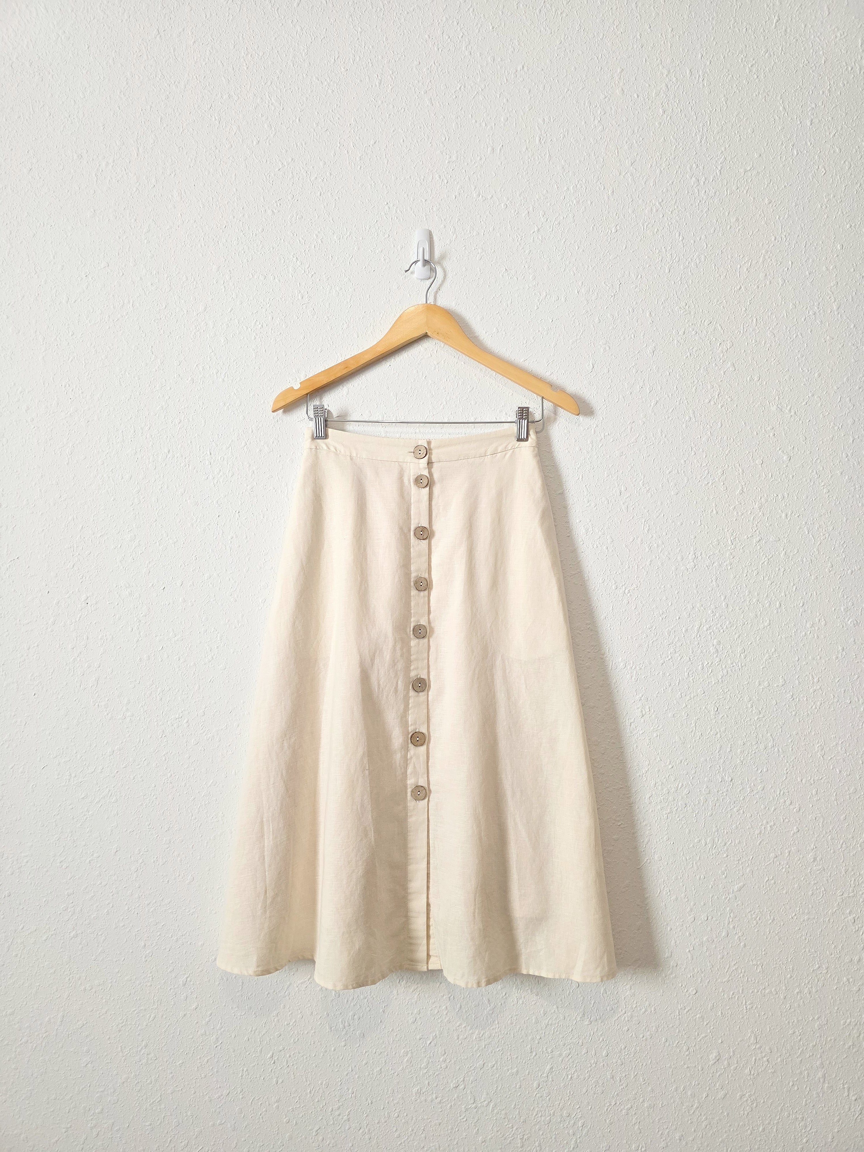 Grae Cove Cotton Linen Midi Skirt (S)