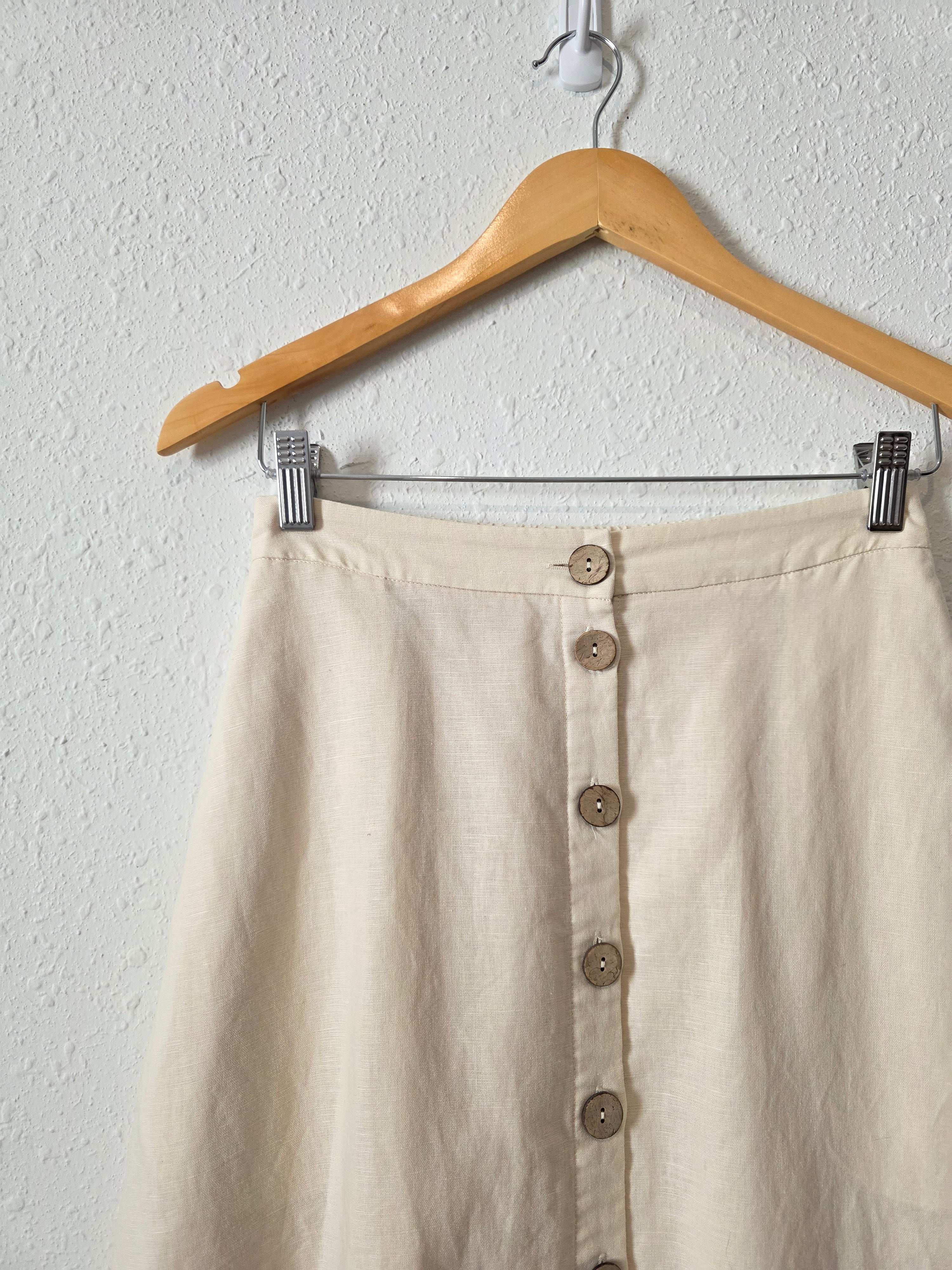 Grae Cove Cotton Linen Midi Skirt (S)
