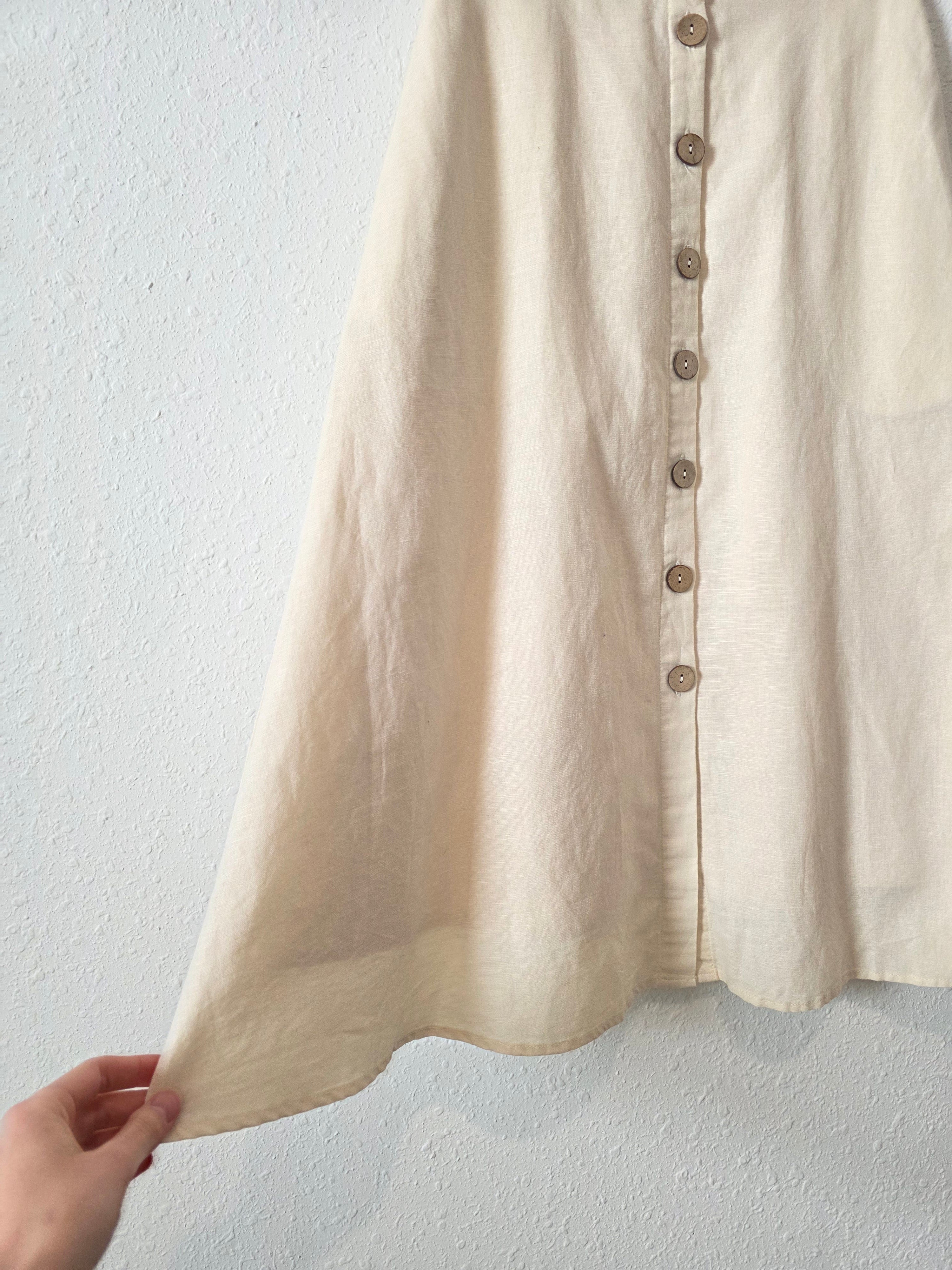 Grae Cove Cotton Linen Midi Skirt (S)