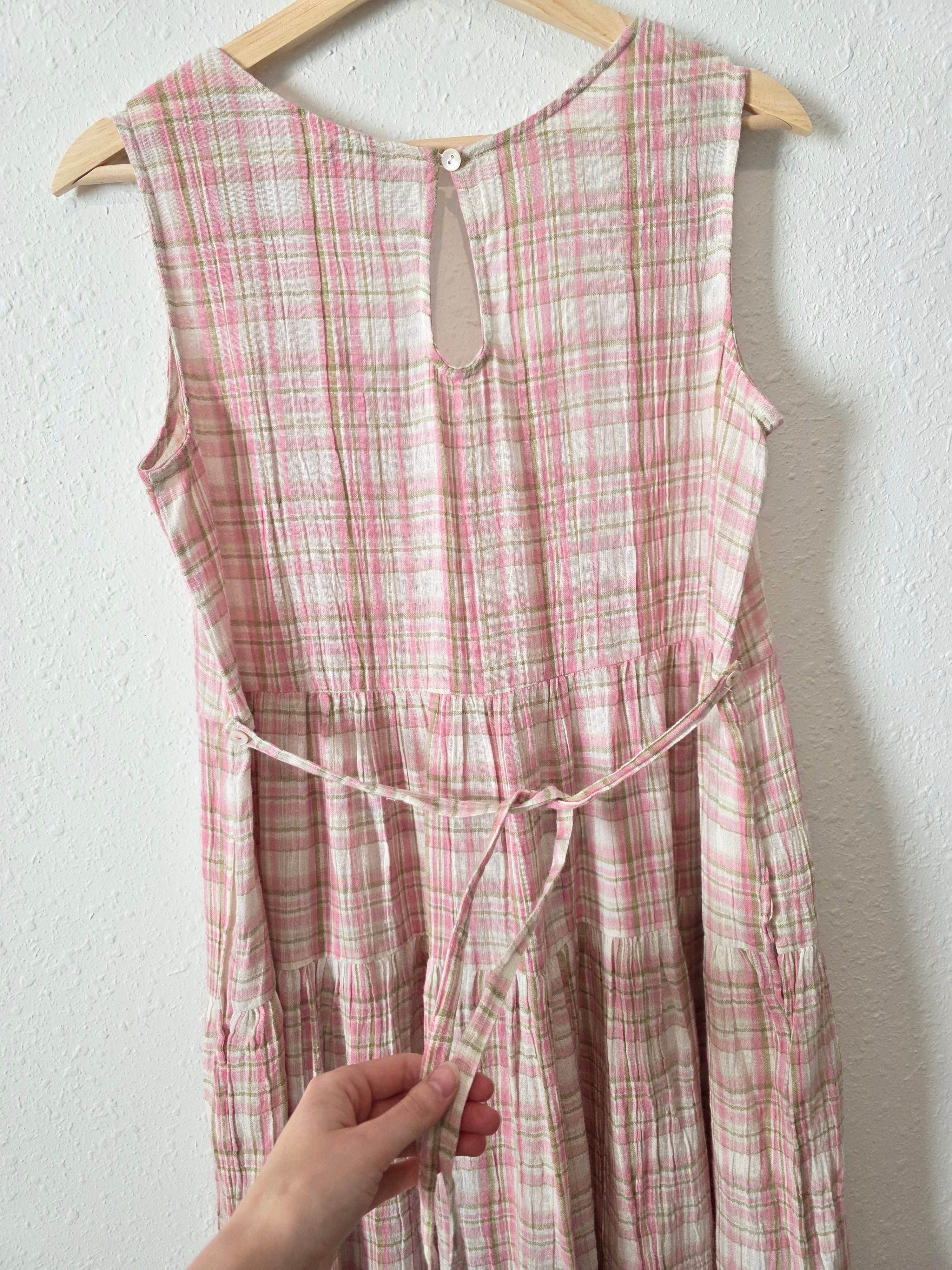 Plaid Cotton Midi Dress (XXS-S)