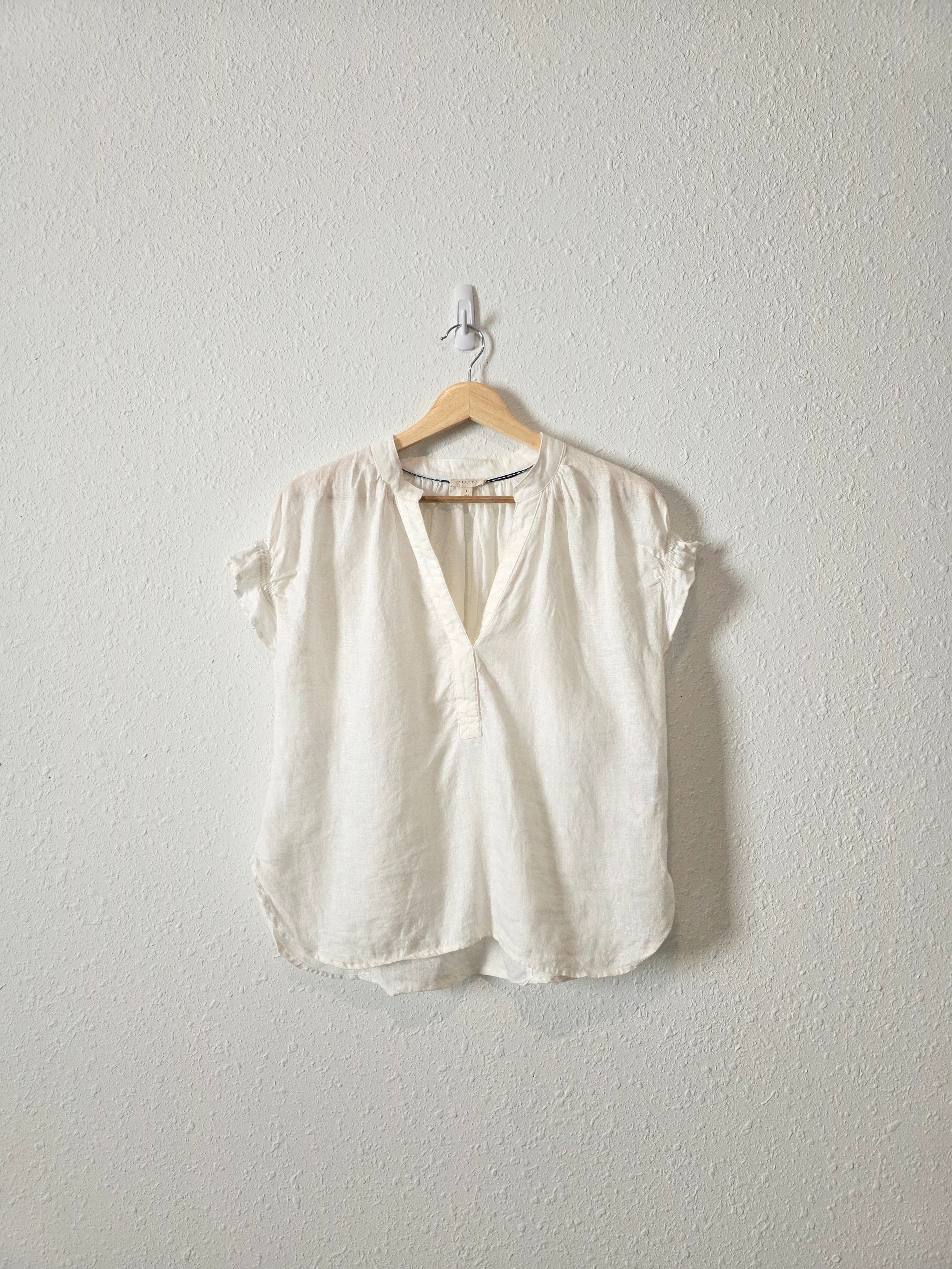 Anthropologie White Linen Top (S)