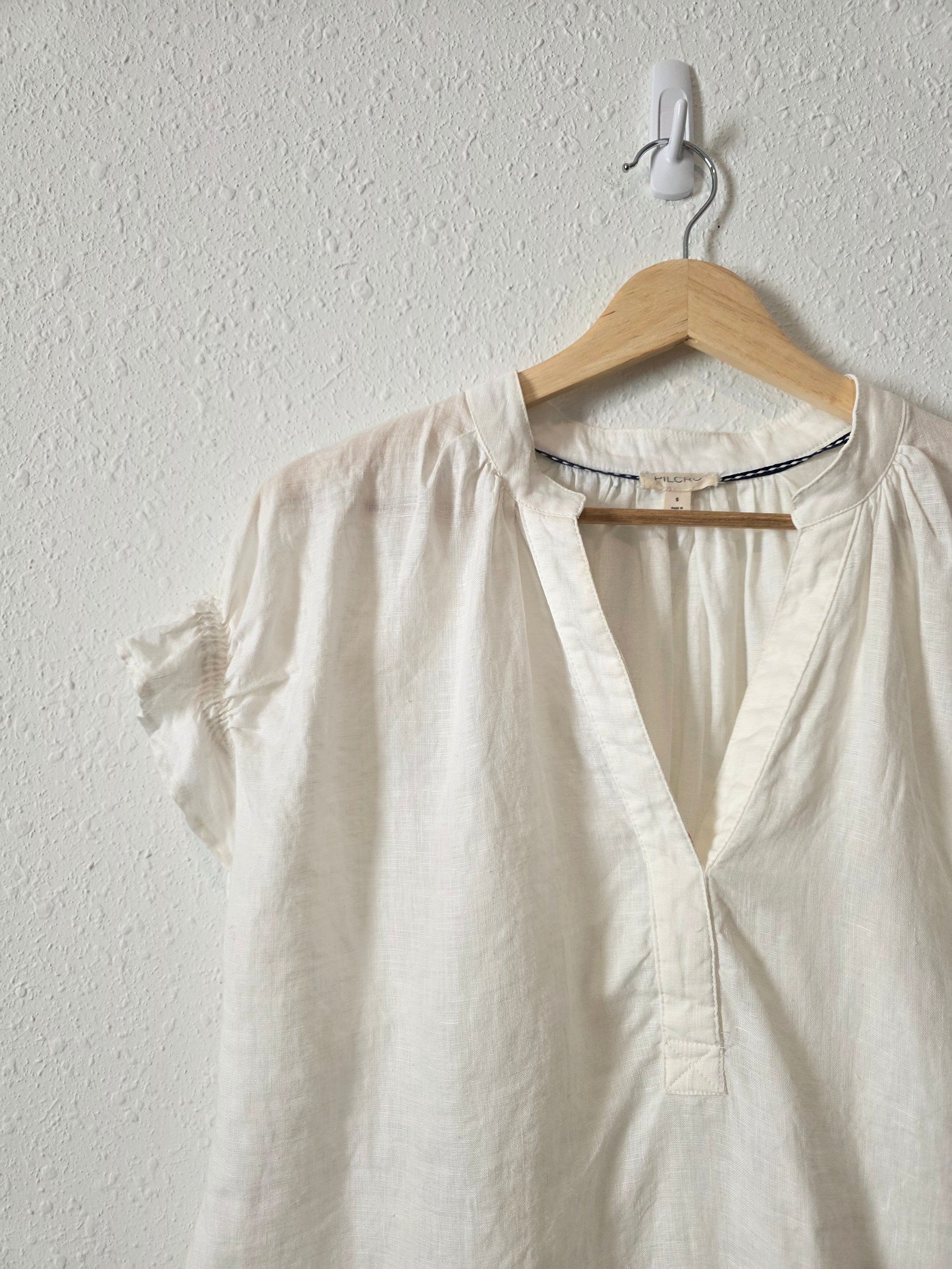 Anthropologie White Linen Top (S)