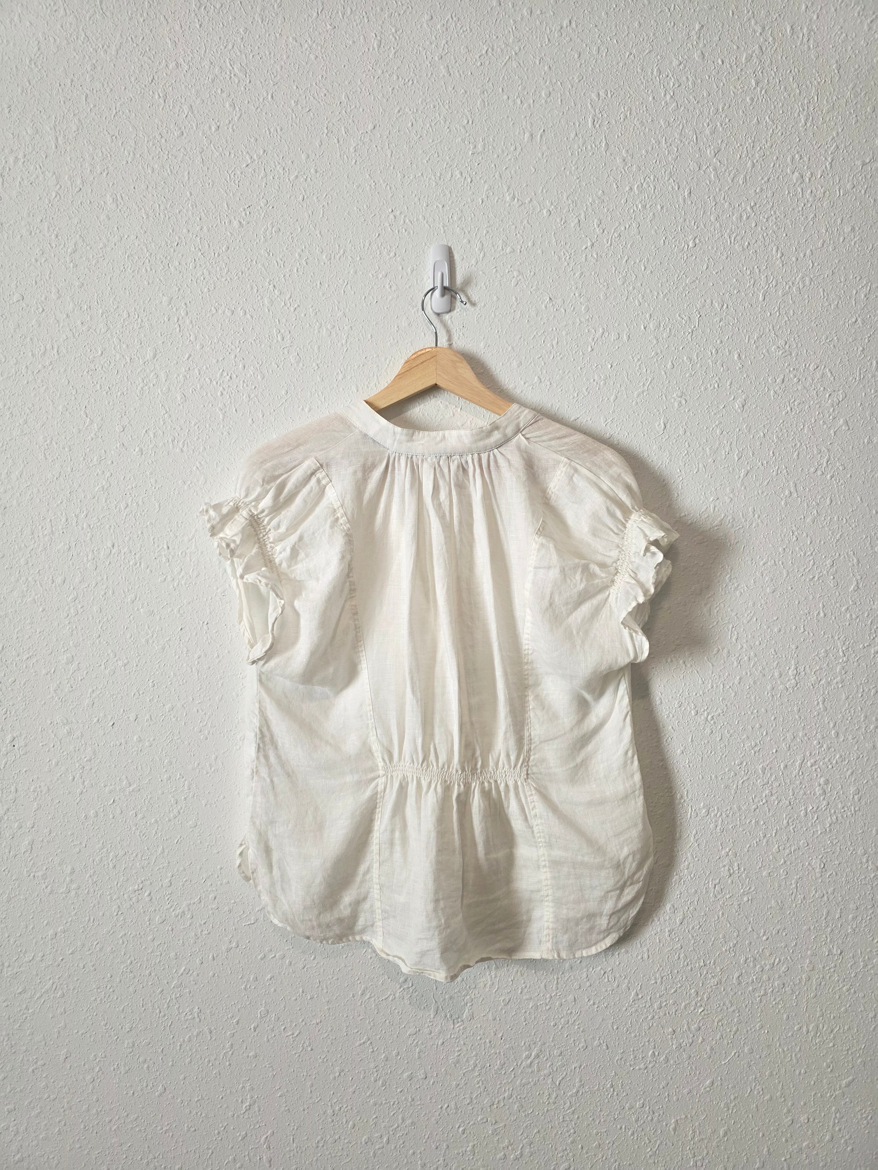 Anthropologie White Linen Top (S)