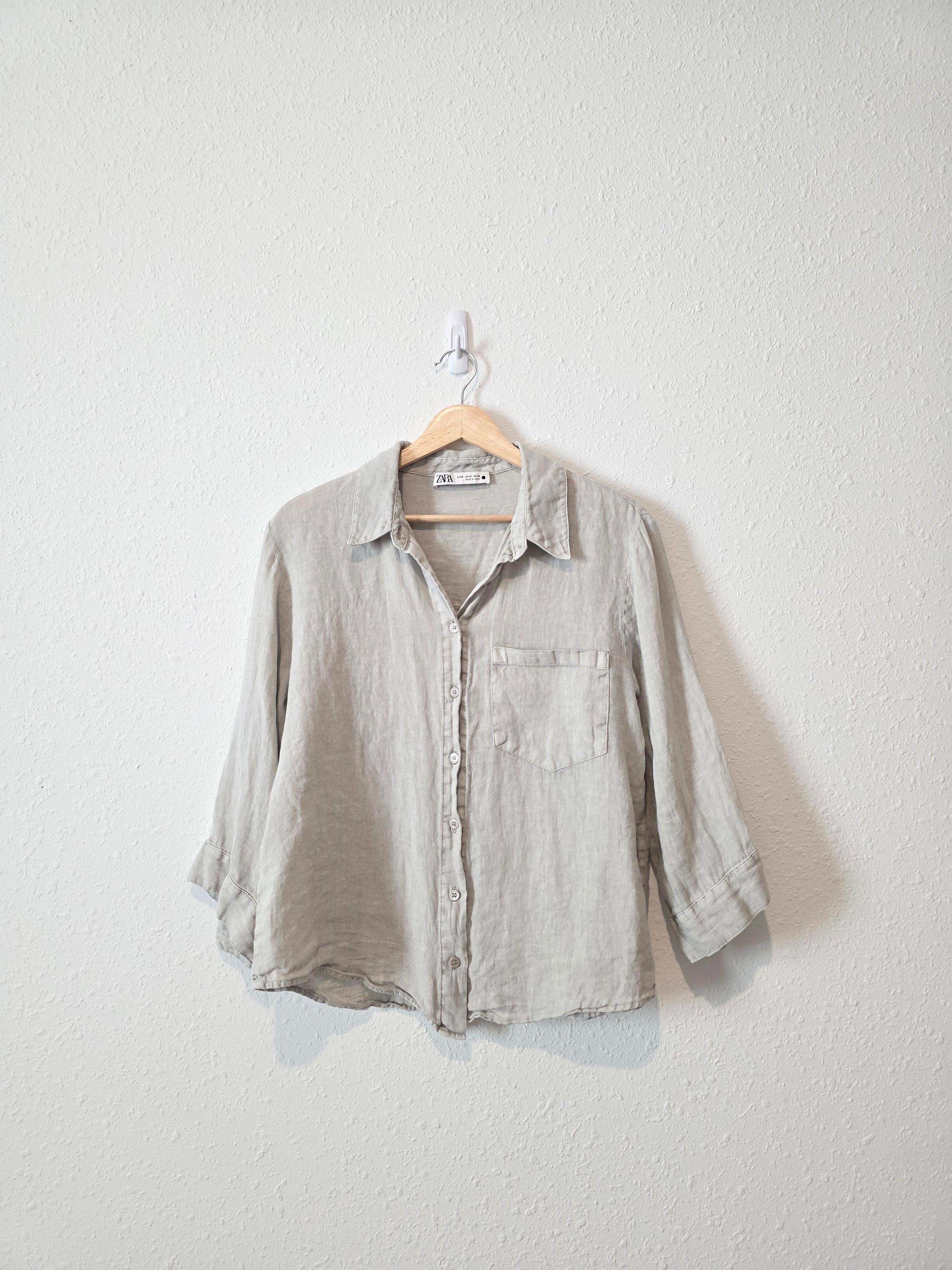 Zara Button Up Linen Shirt (M)
