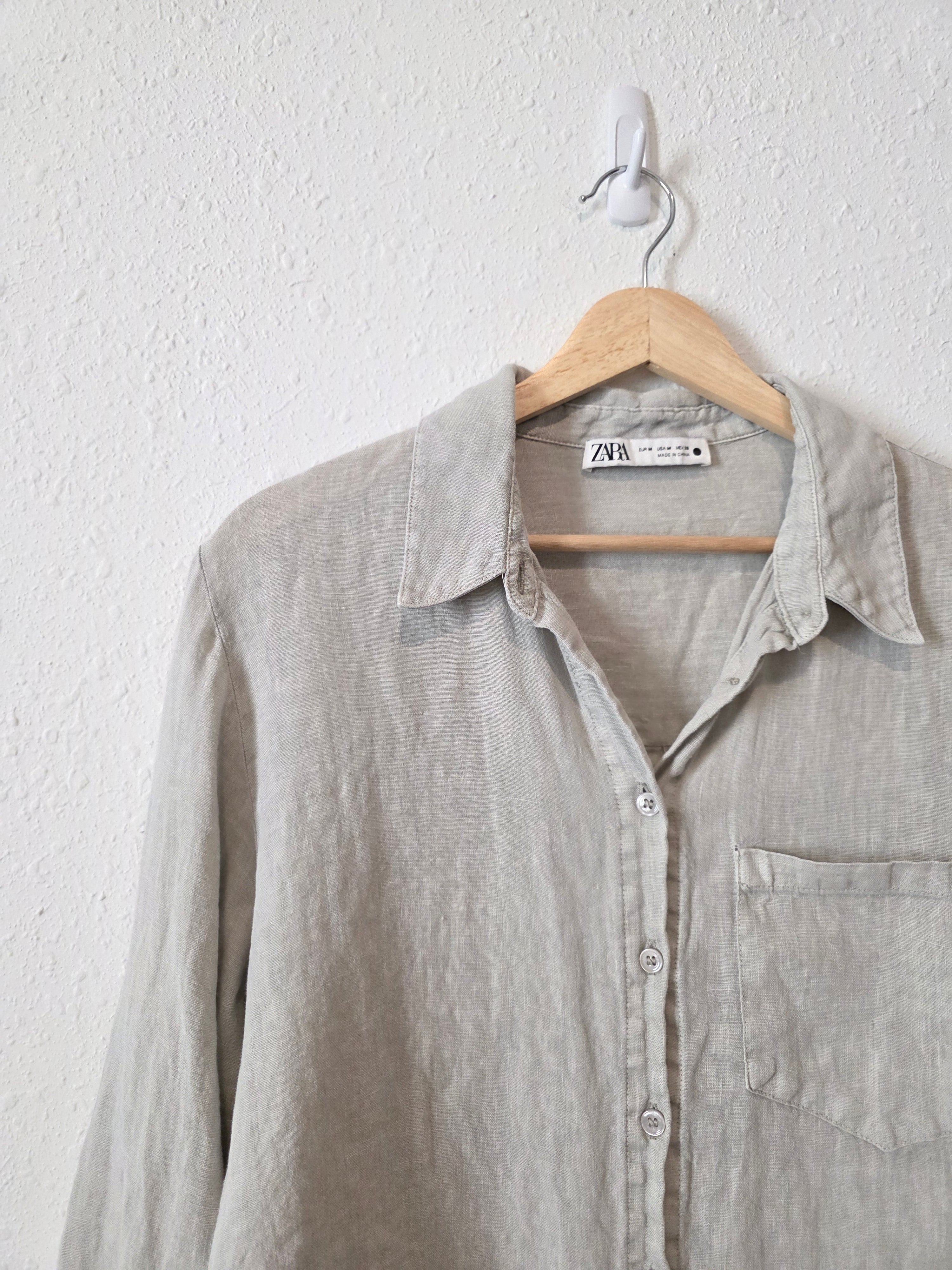 Zara Button Up Linen Shirt (M)