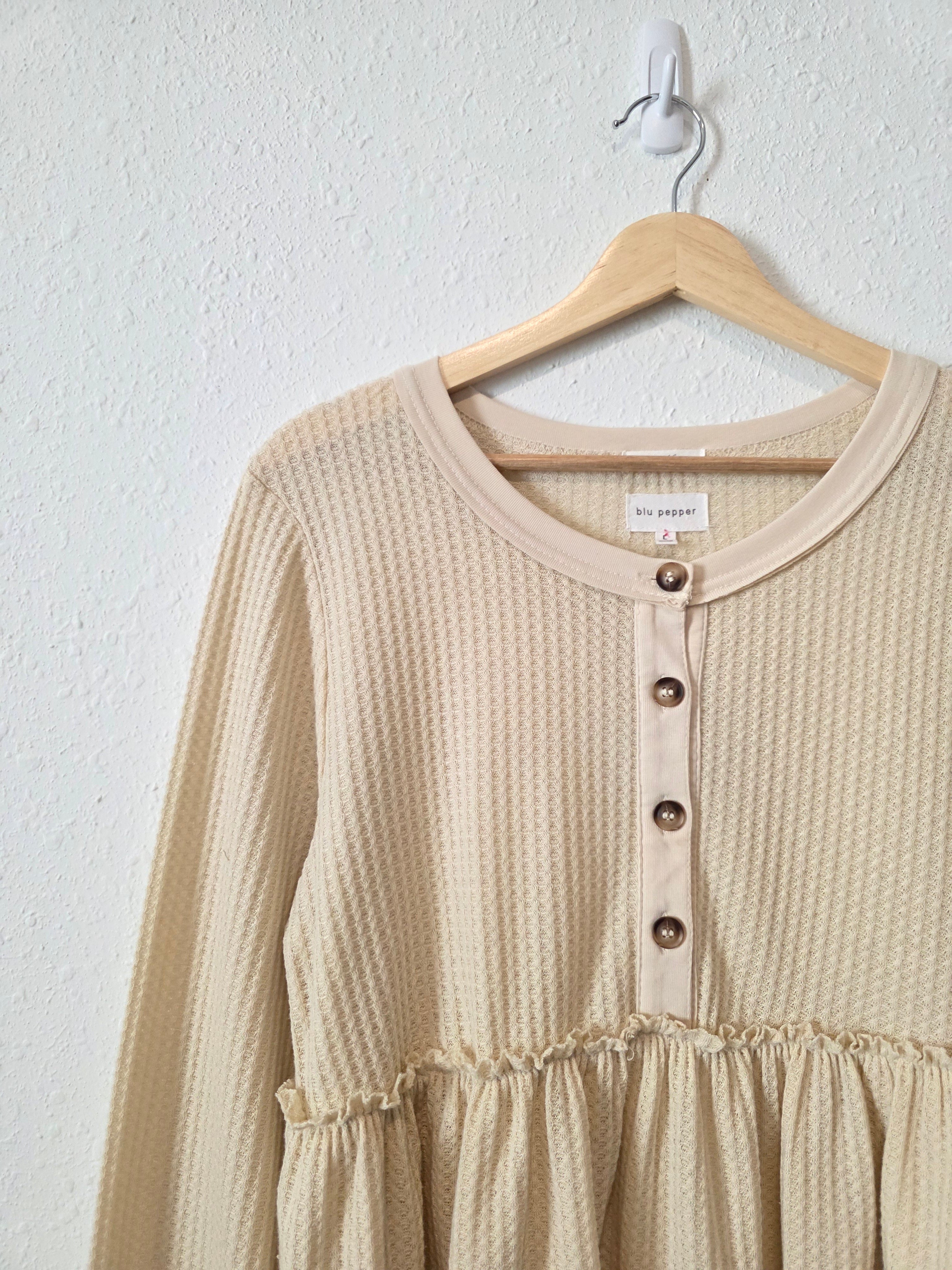 Waffle Knit Babydoll Top (L)