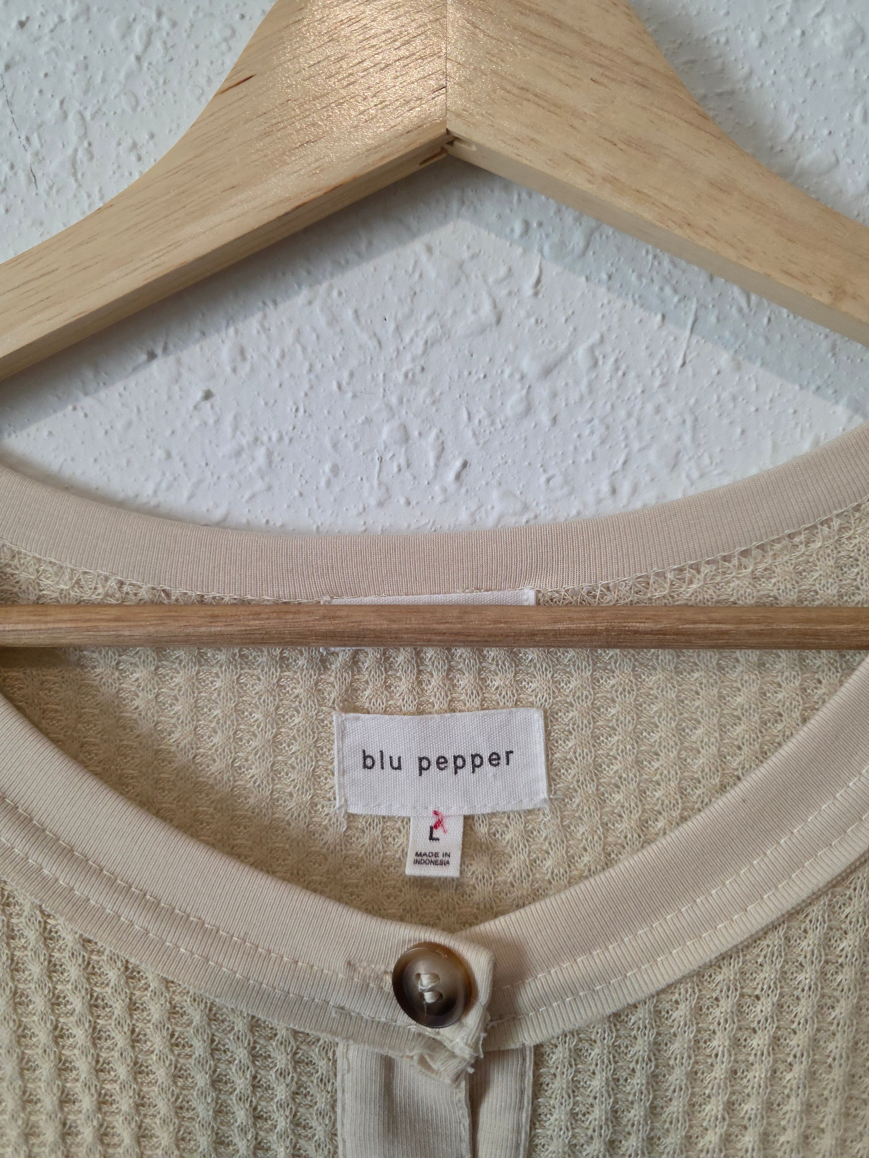 Waffle Knit Babydoll Top (L)