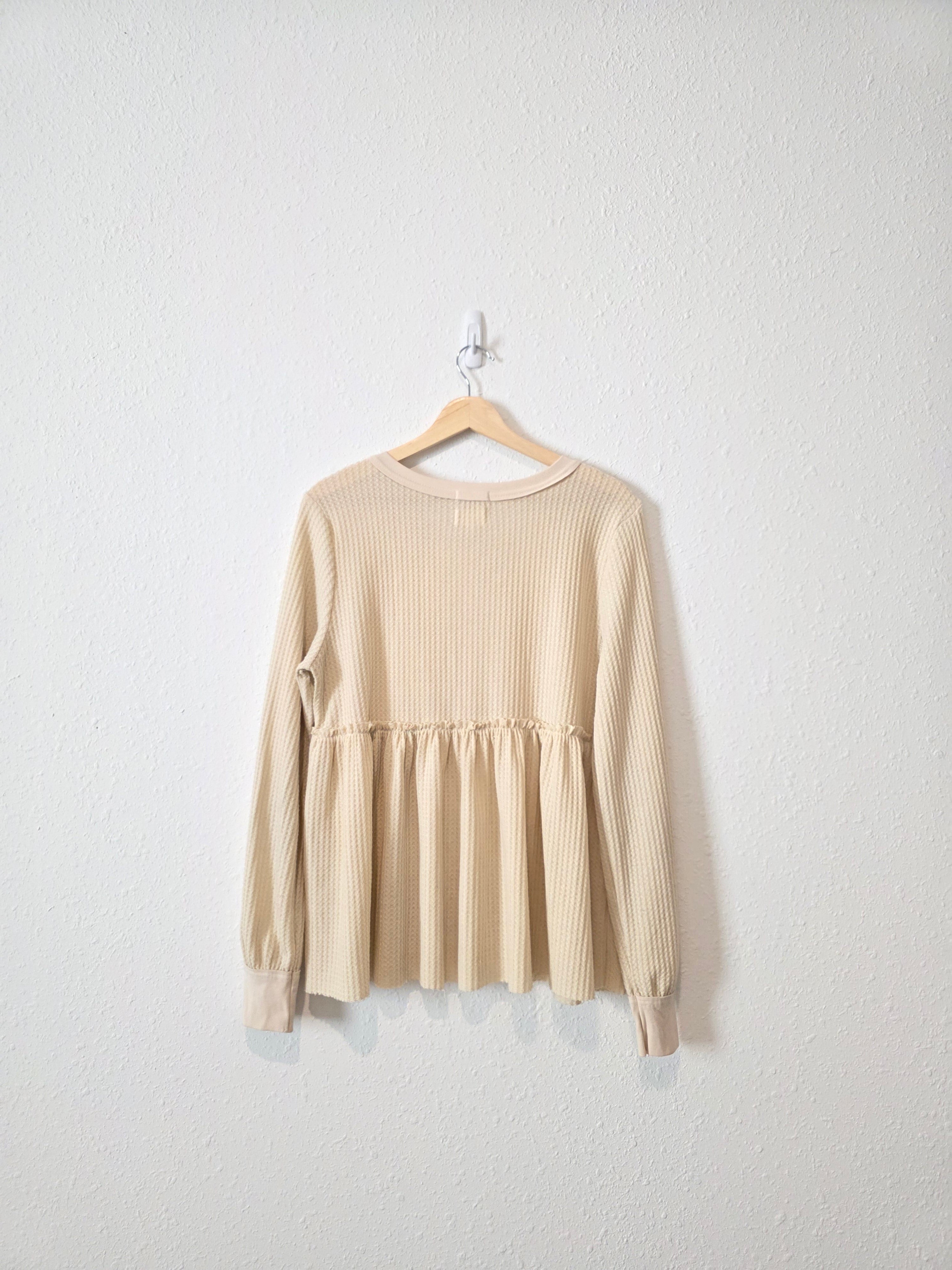 Waffle Knit Babydoll Top (L)
