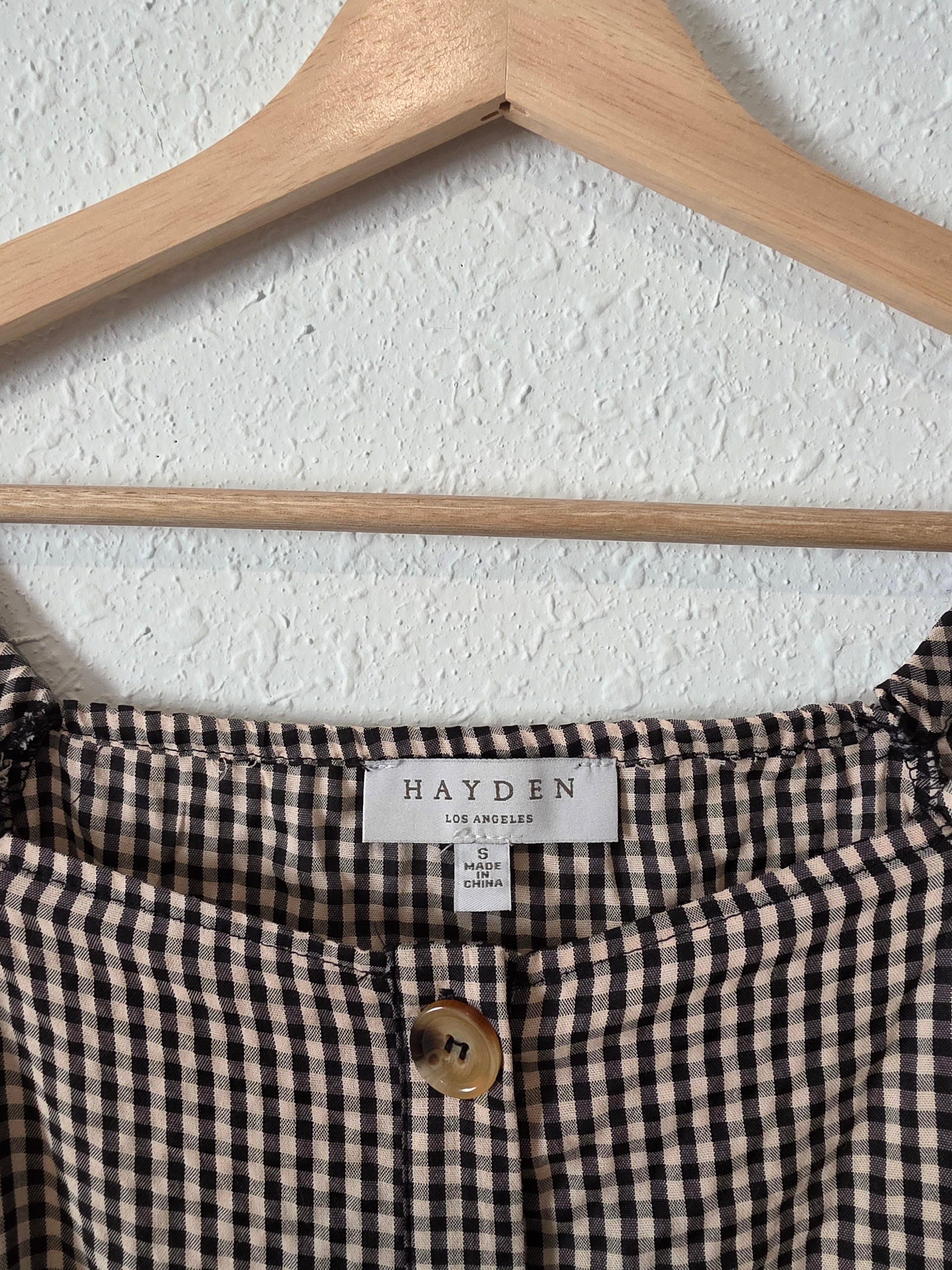 Hayden Gingham Puff Sleeve Blouse (S)