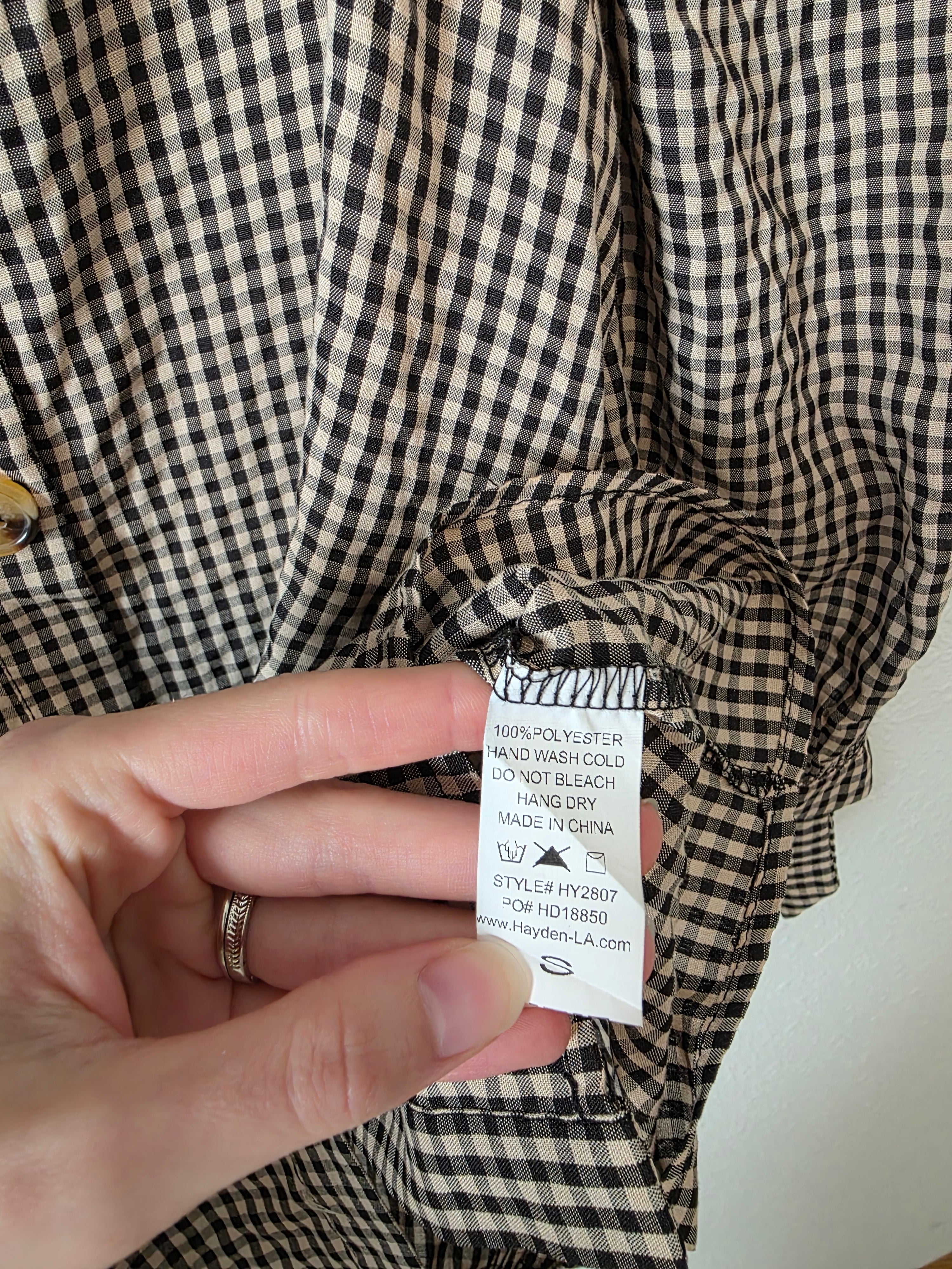 Hayden Gingham Puff Sleeve Blouse (S)