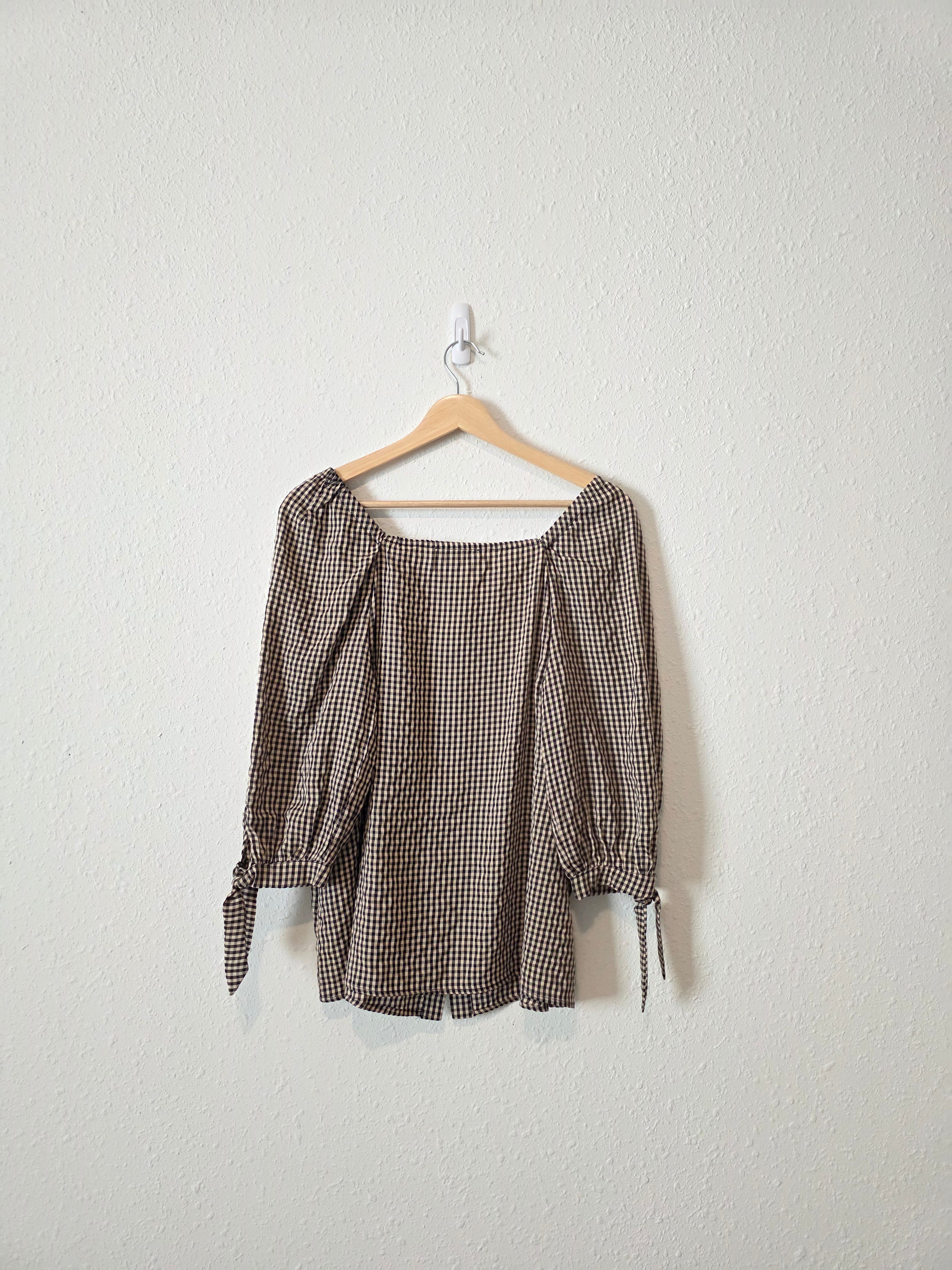 Hayden Gingham Puff Sleeve Blouse (S)