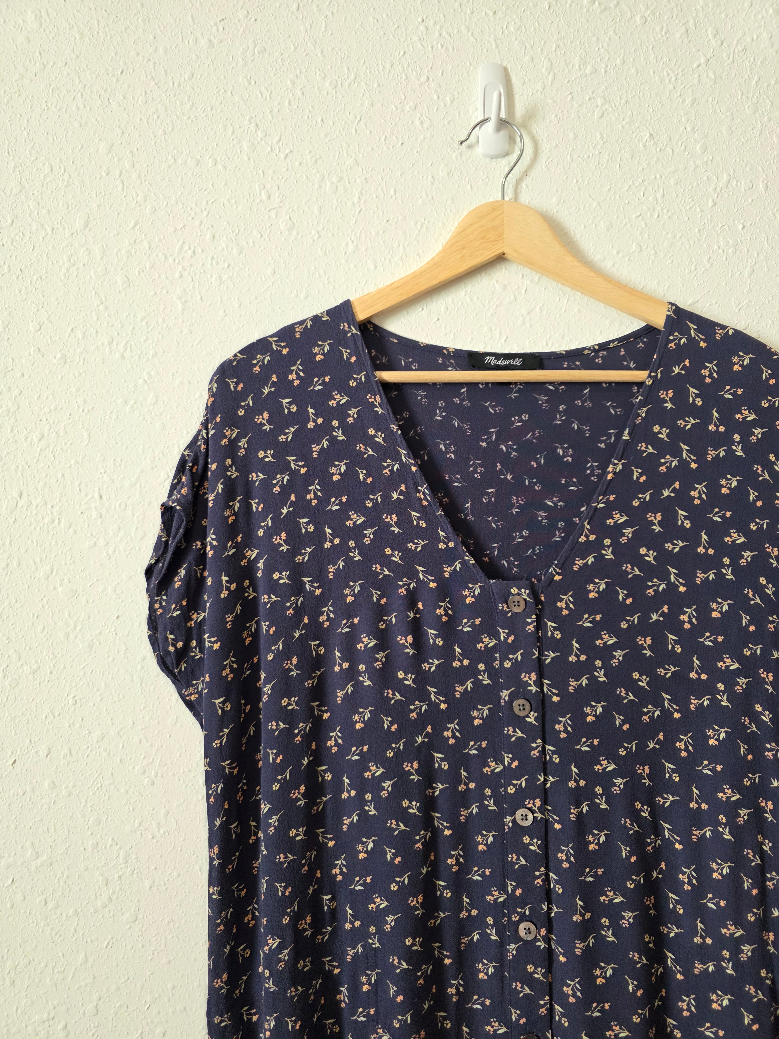 Madewell Navy Floral Midi Dress (L)