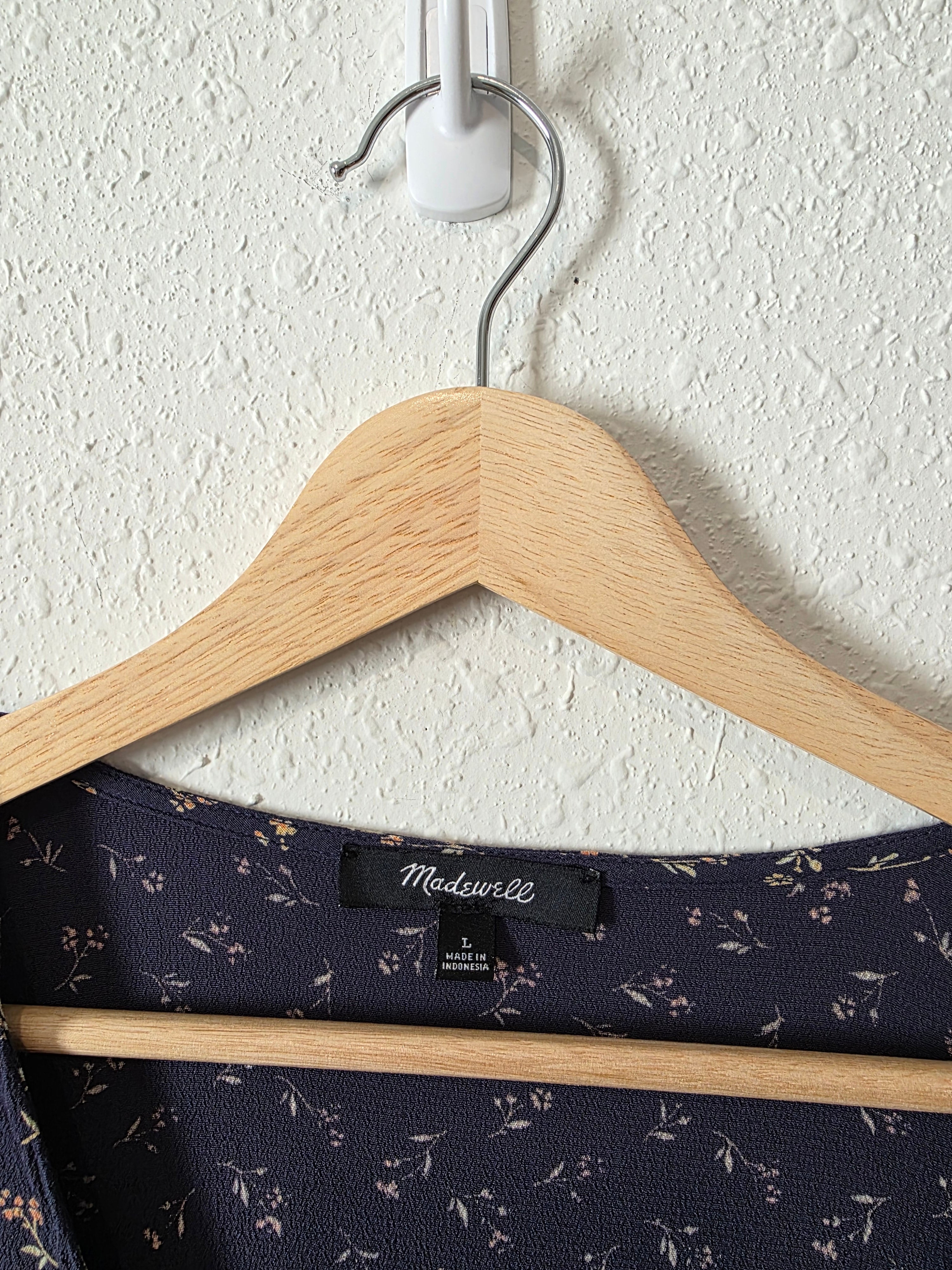 Madewell Navy Floral Midi Dress (L)