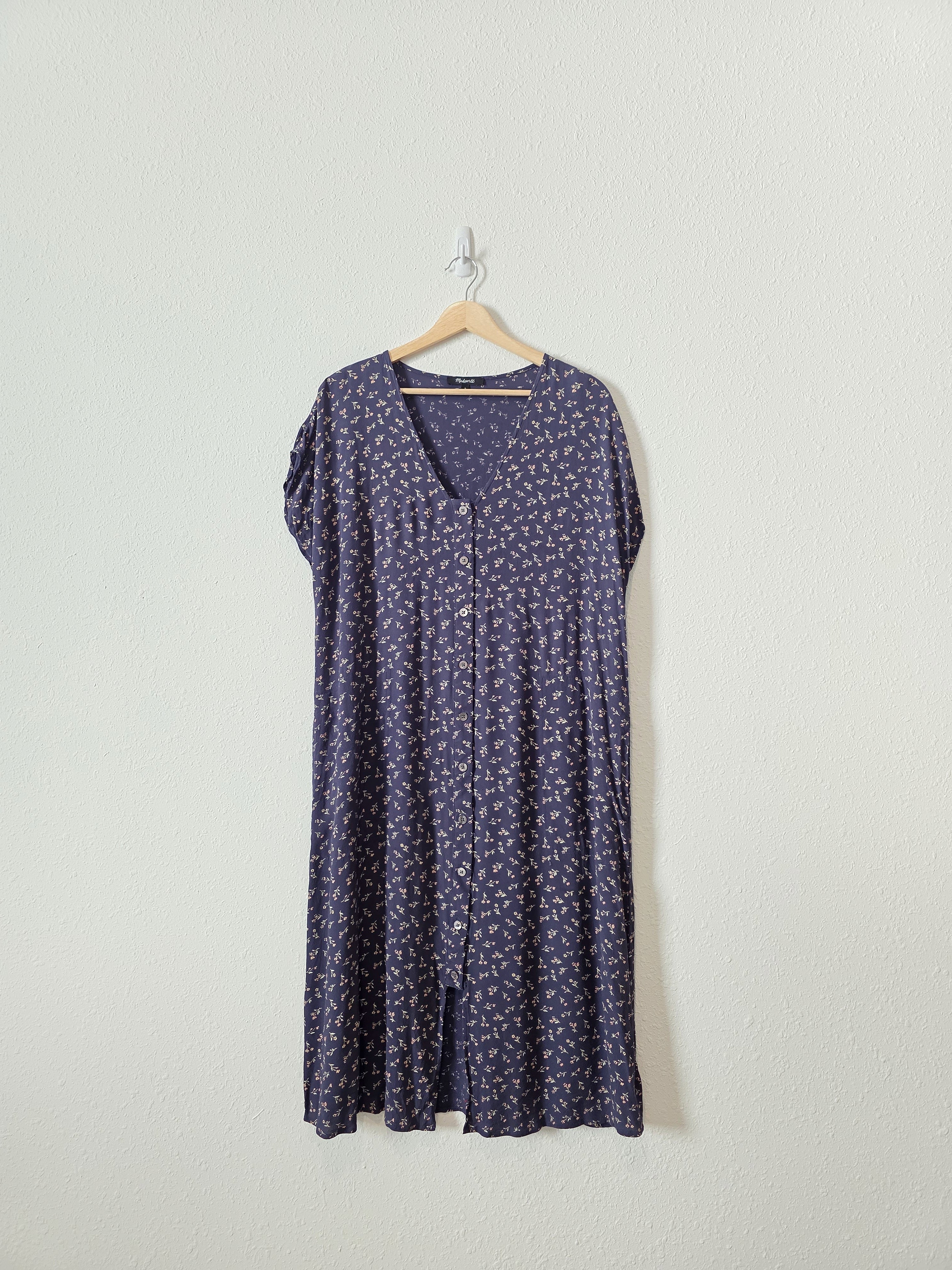 Madewell Navy Floral Midi Dress (L)