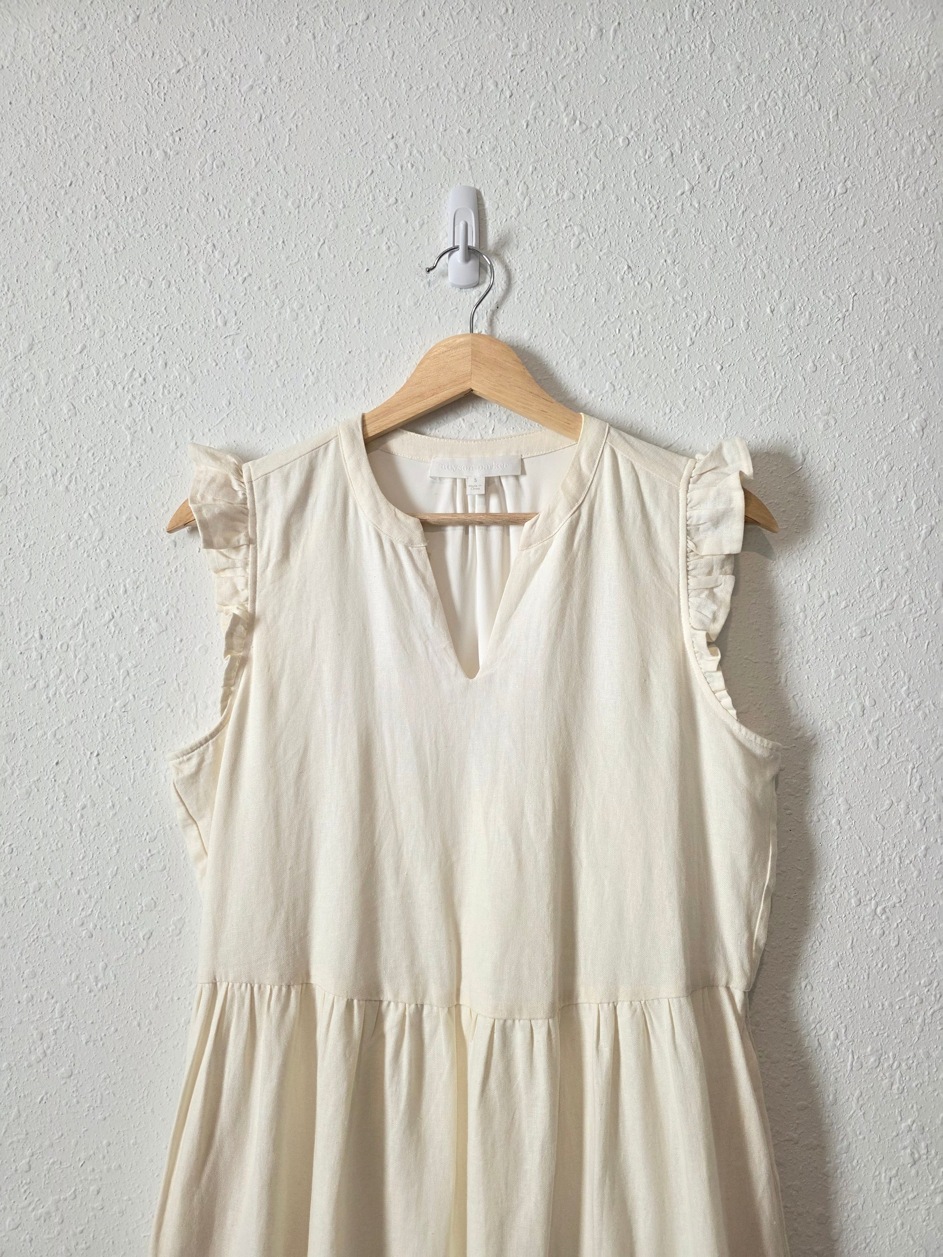 Cream Linen Blend Midi Dress (S)