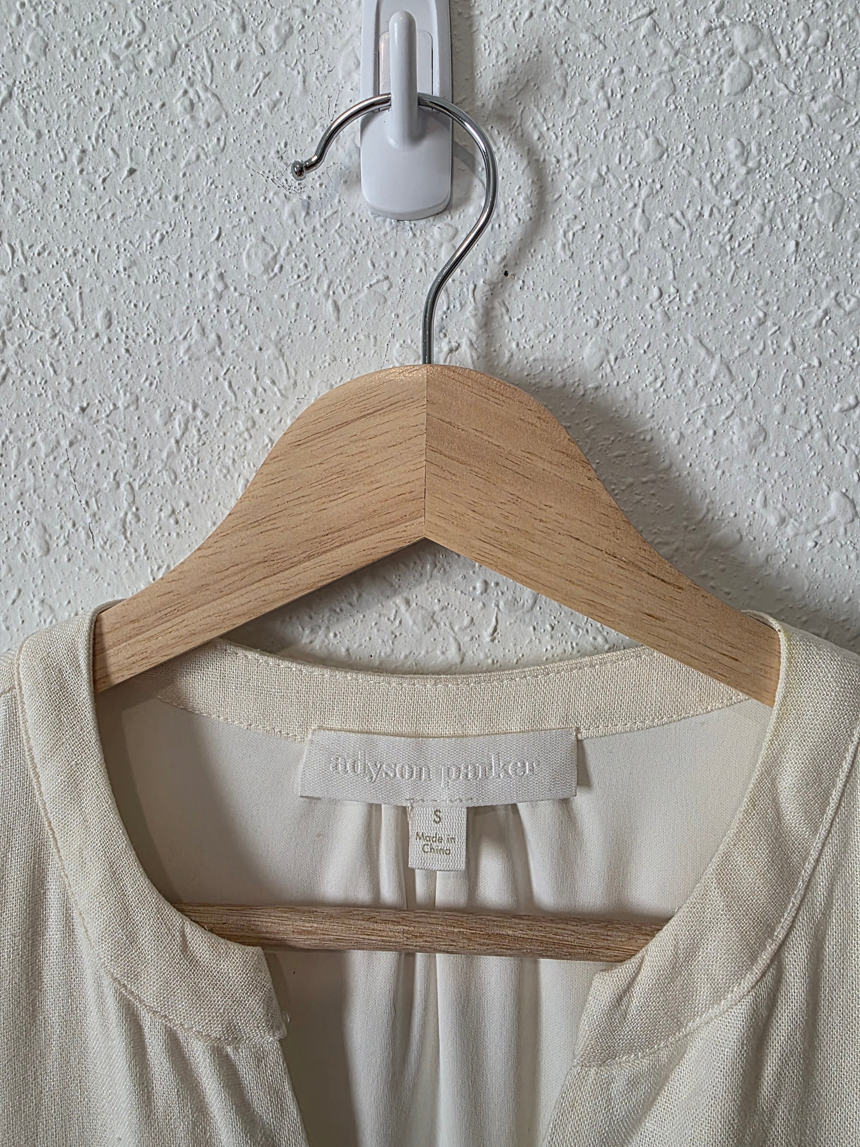 Cream Linen Blend Midi Dress (S)