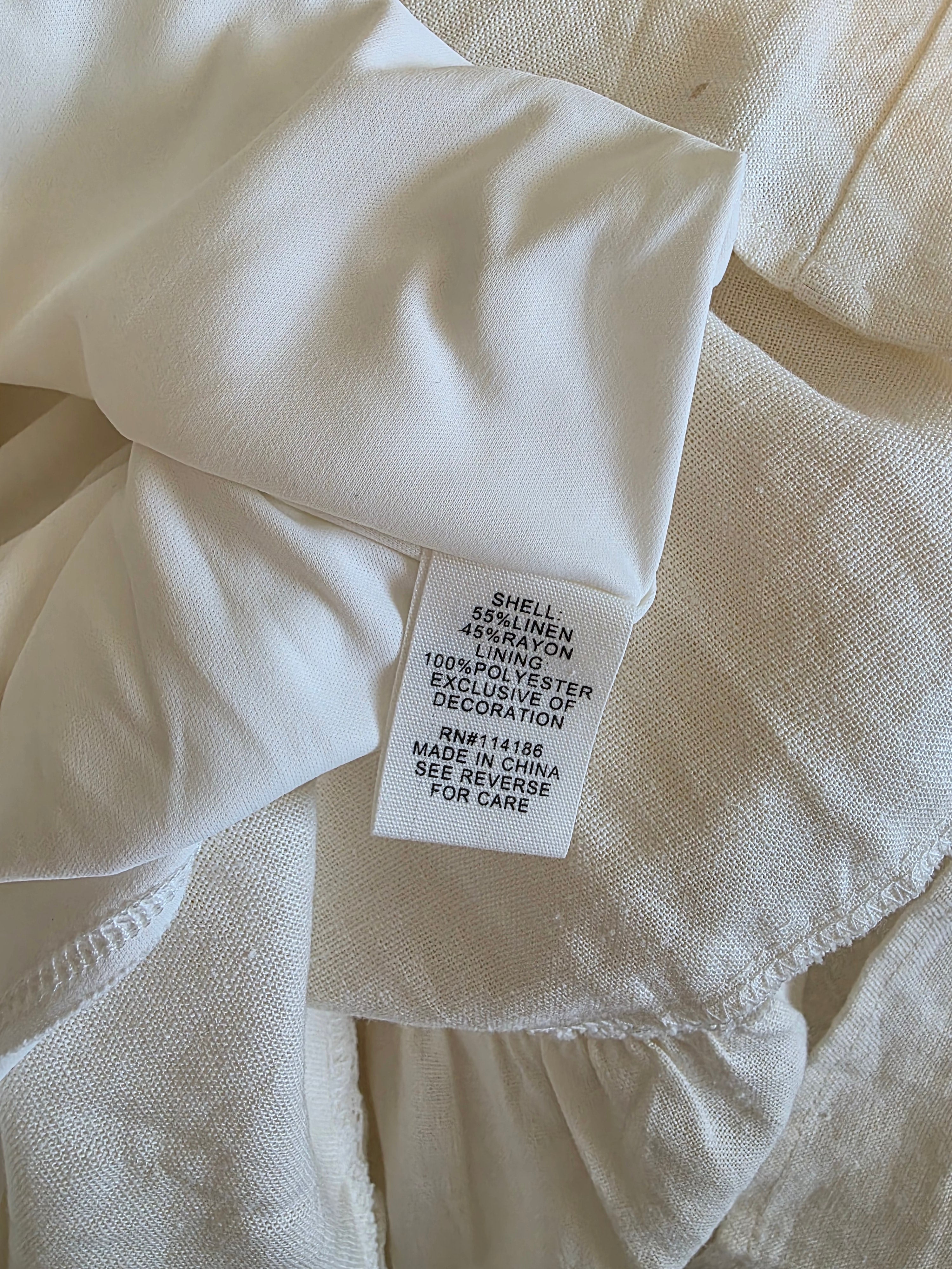 Cream Linen Blend Midi Dress (S)