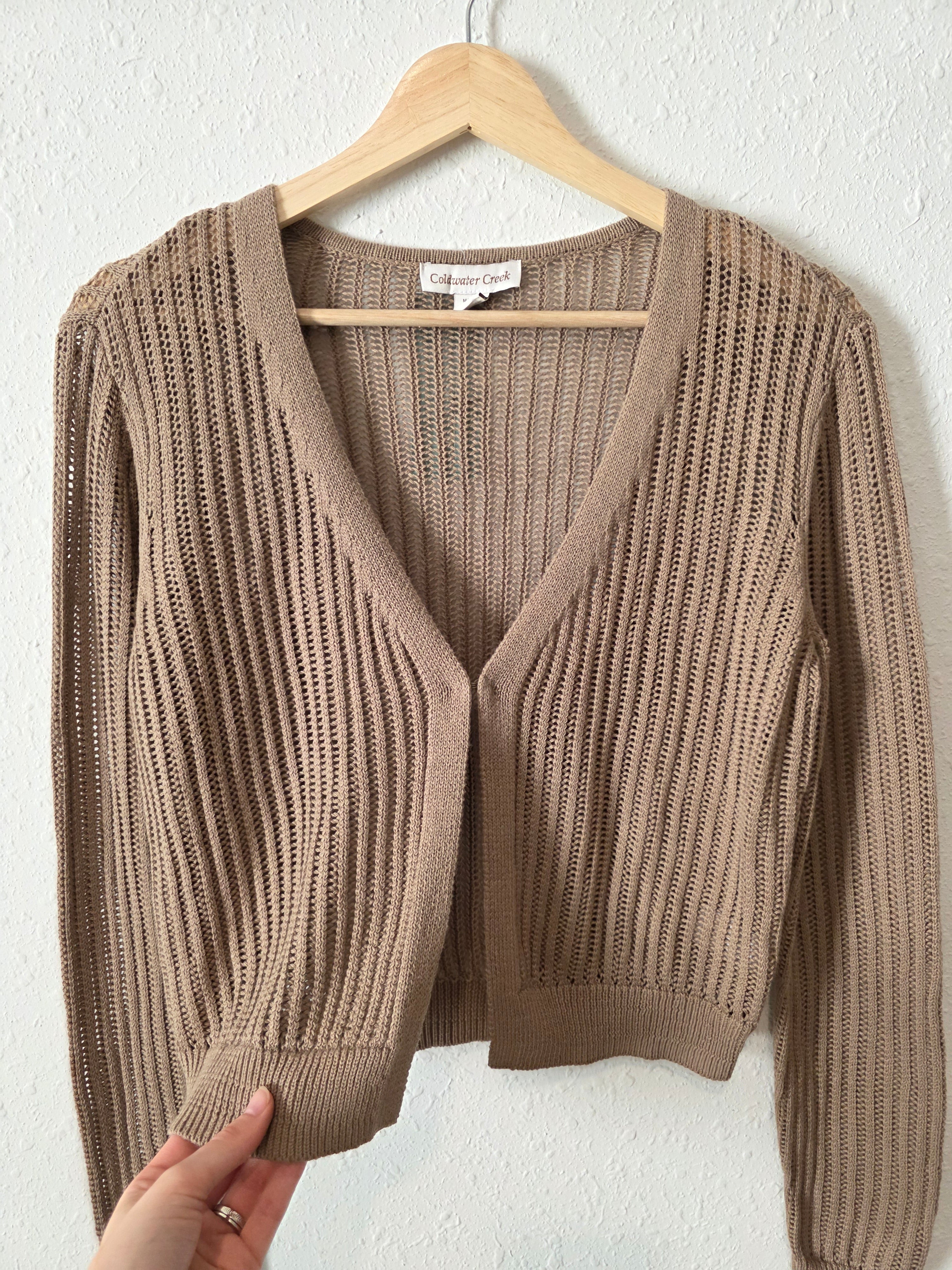 NEW Brown Crochet Knit Top (XS)