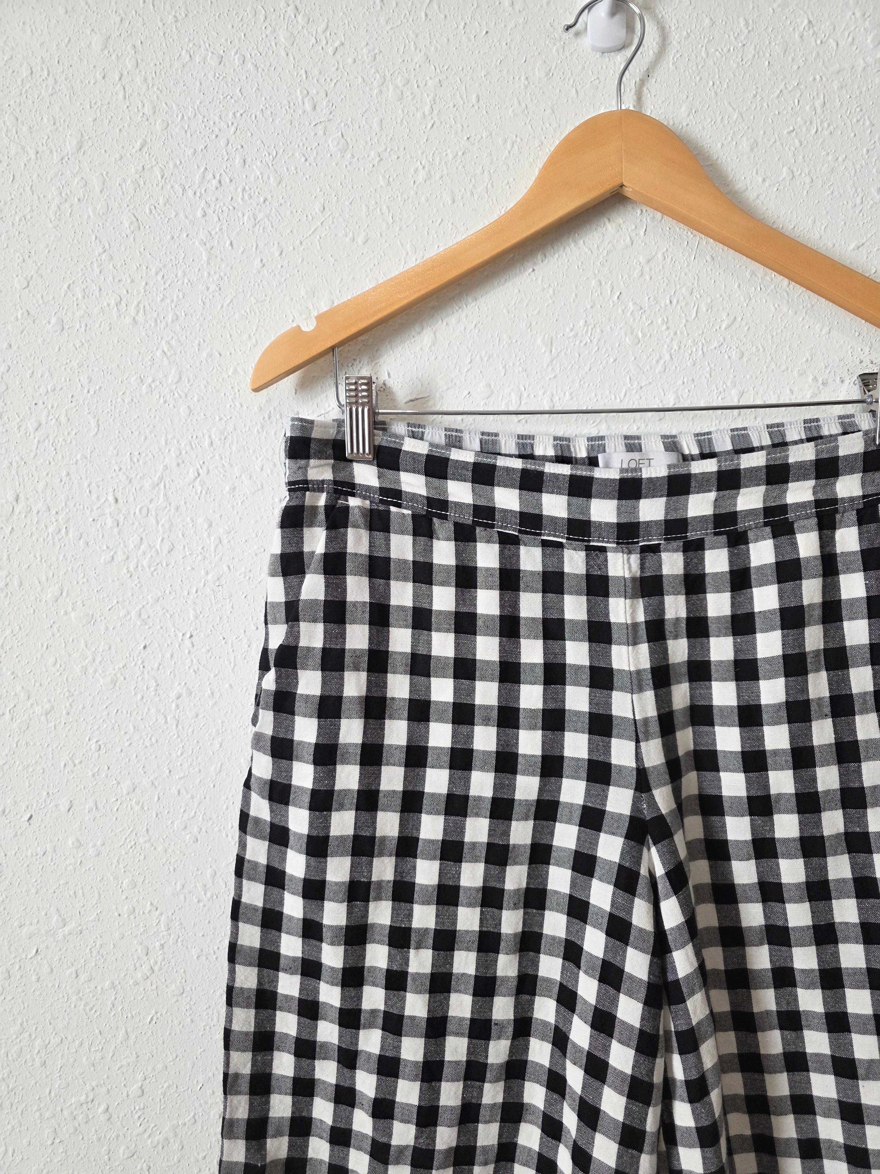 Loft Checkered Wide Leg Pants (M)