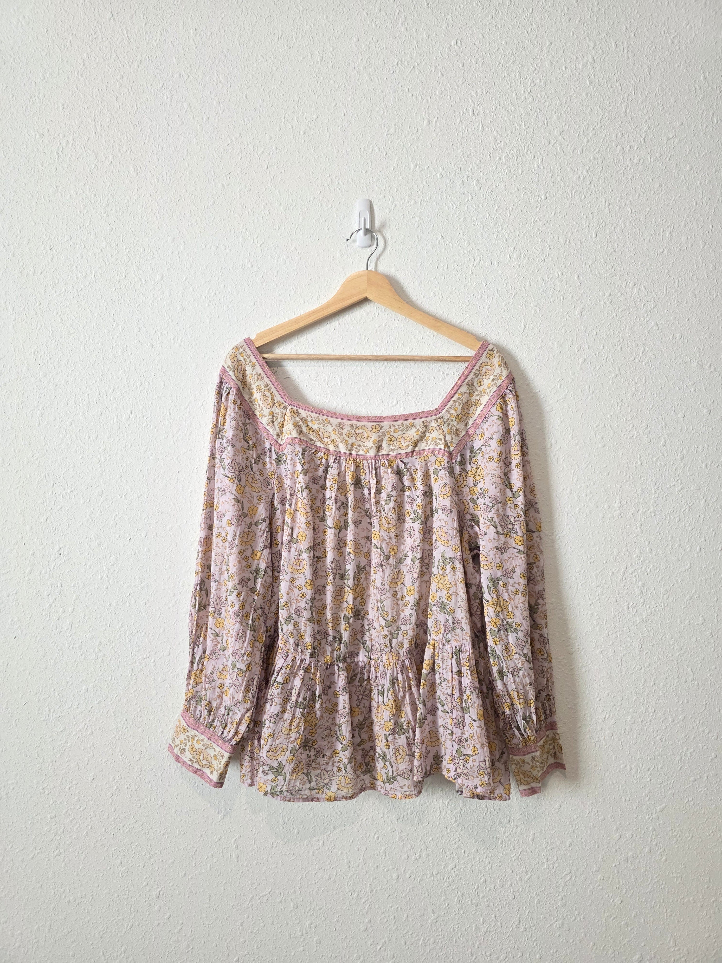 Colorful Floral Cotton Blouse (L)