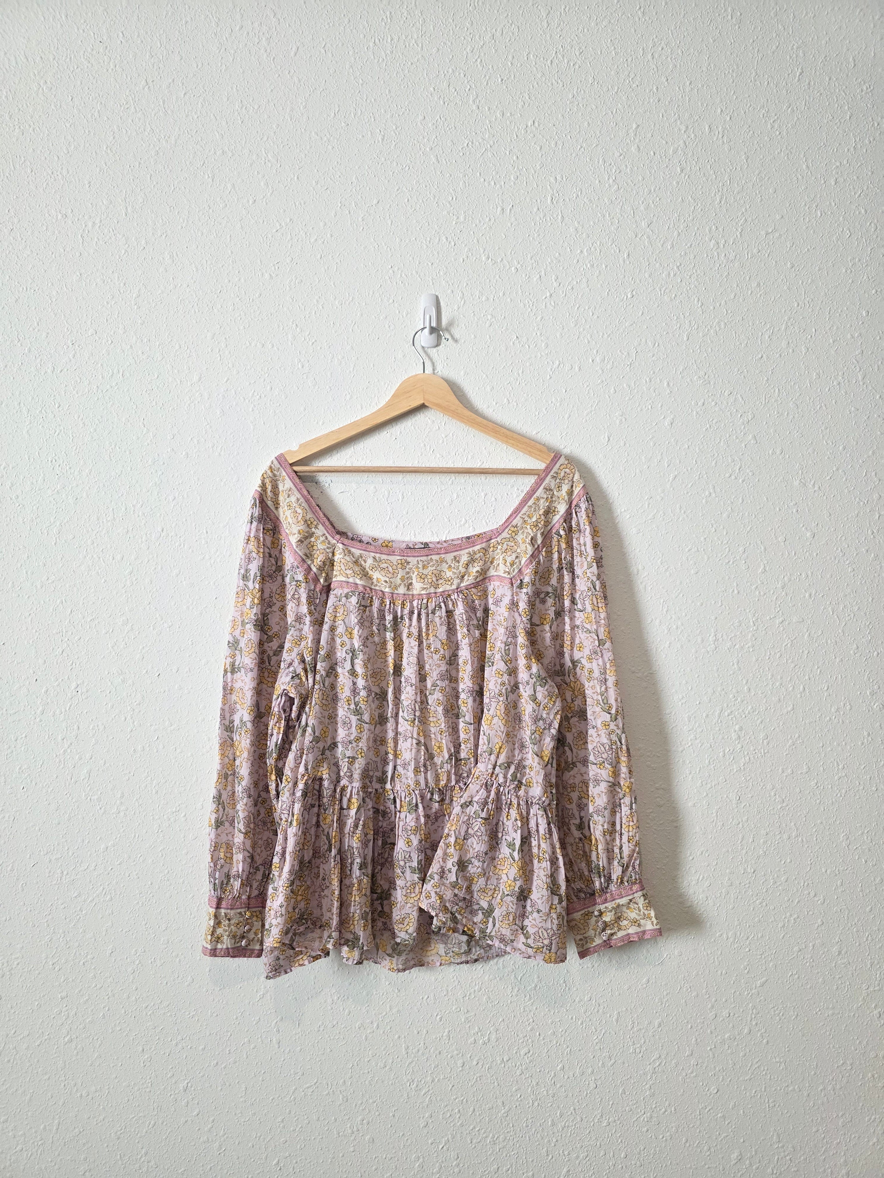 Colorful Floral Cotton Blouse (L)