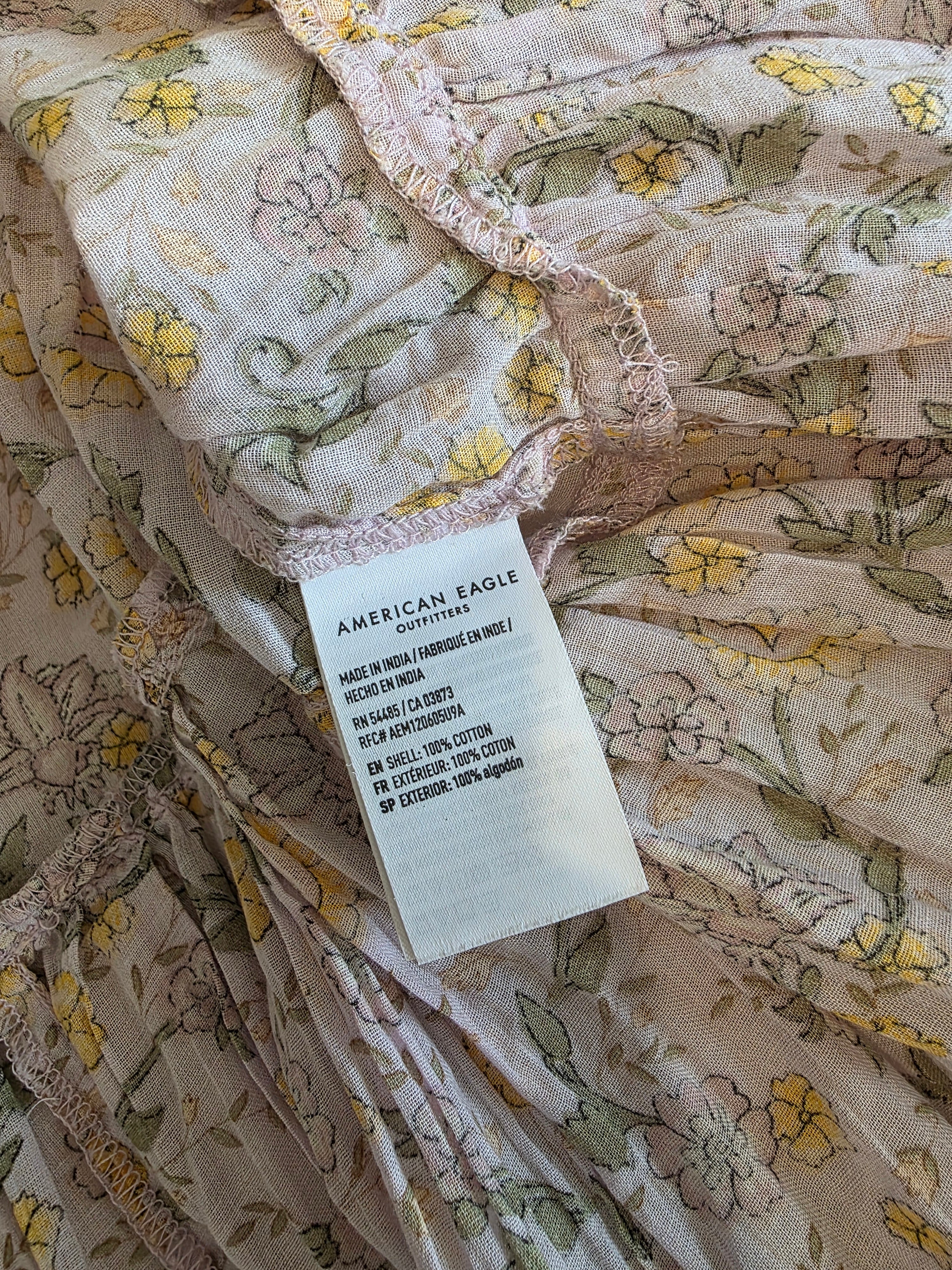Colorful Floral Cotton Blouse (L)