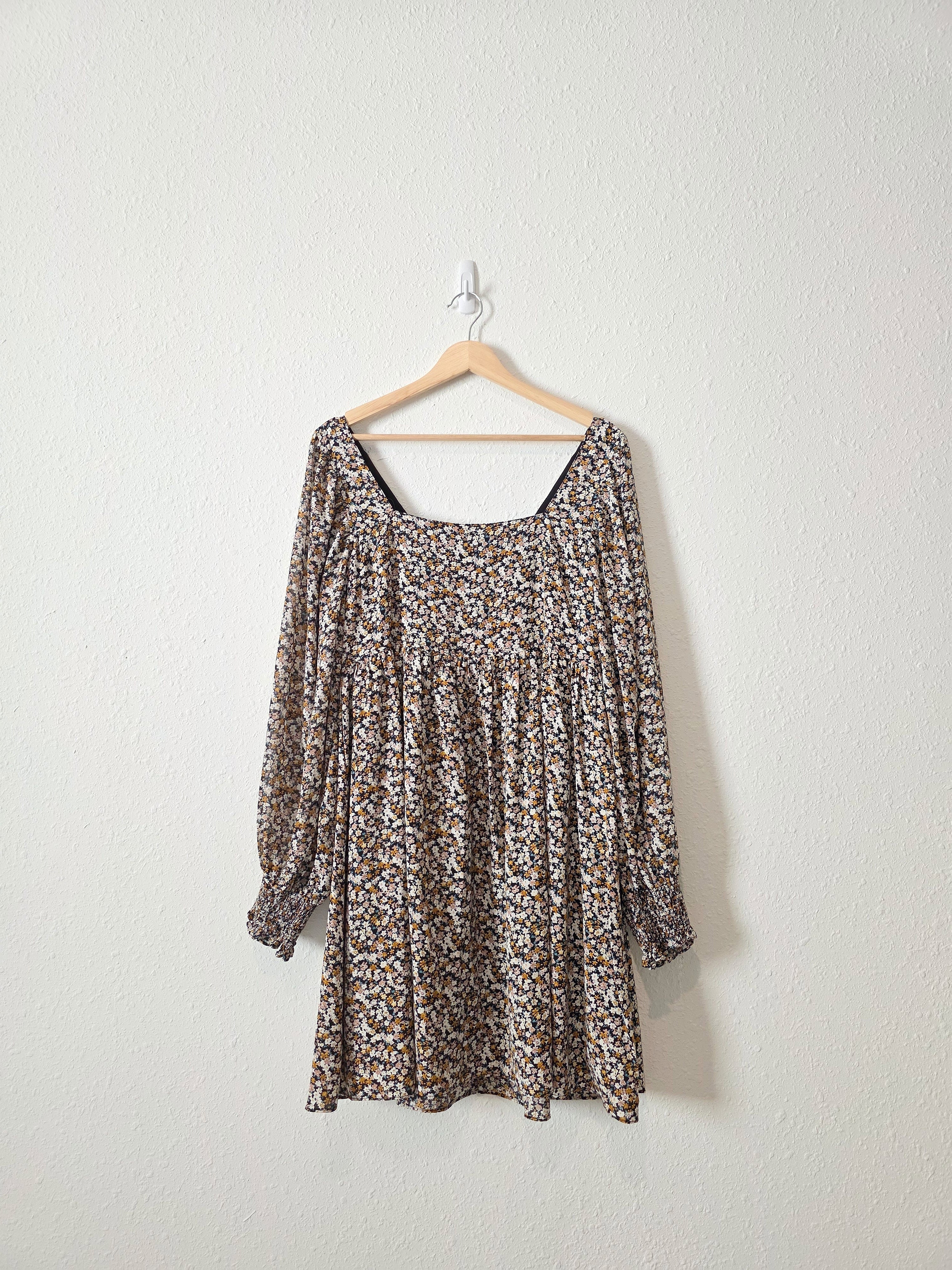 Floral Puff Sleeve Babydoll Dress (L)