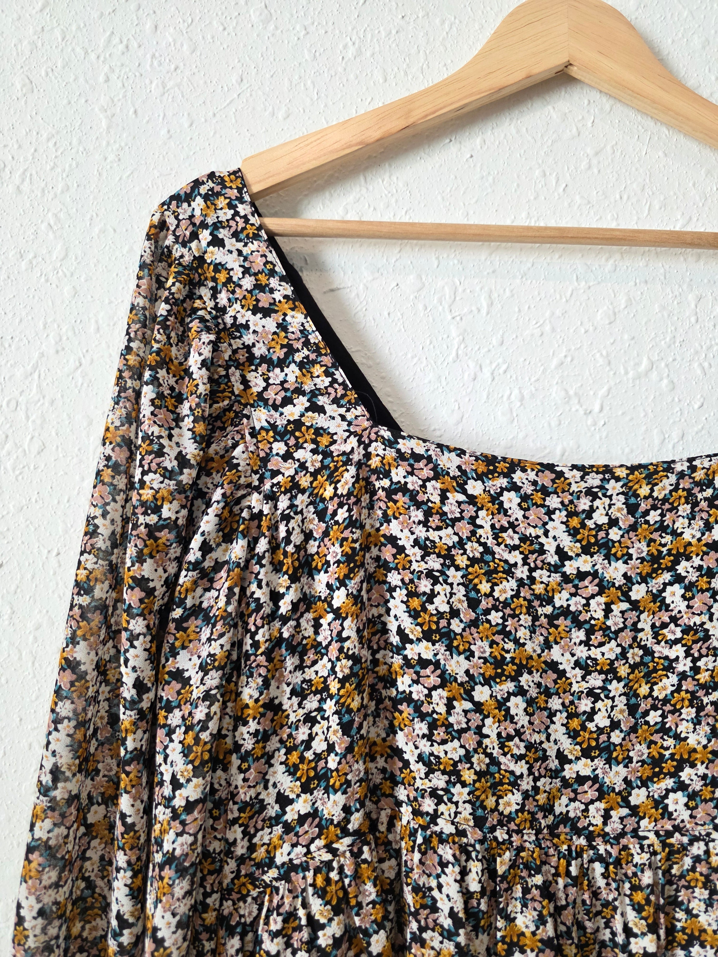 Floral Puff Sleeve Babydoll Dress (L)