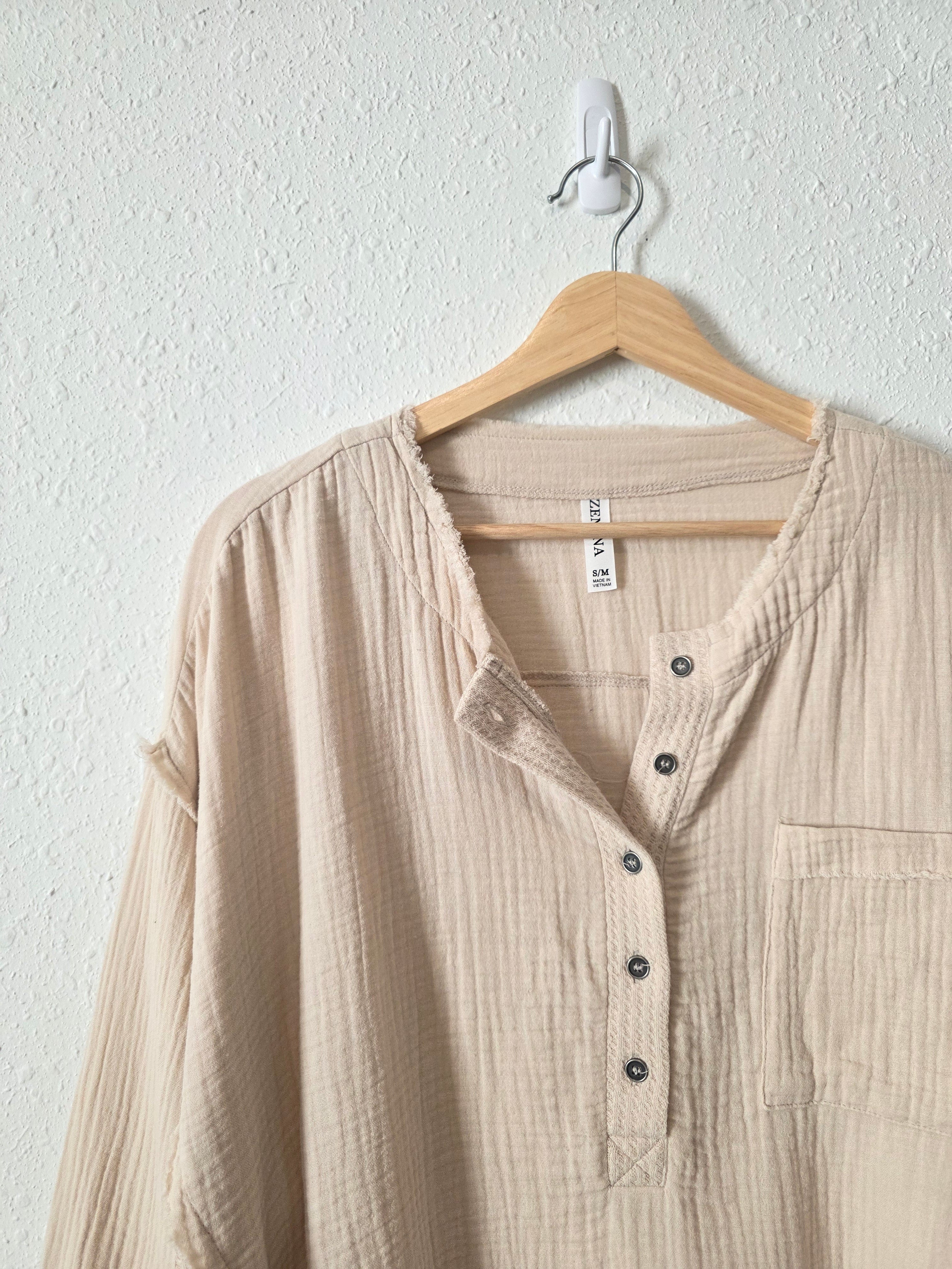 Zenana Oversized Gauze Top (S/M)