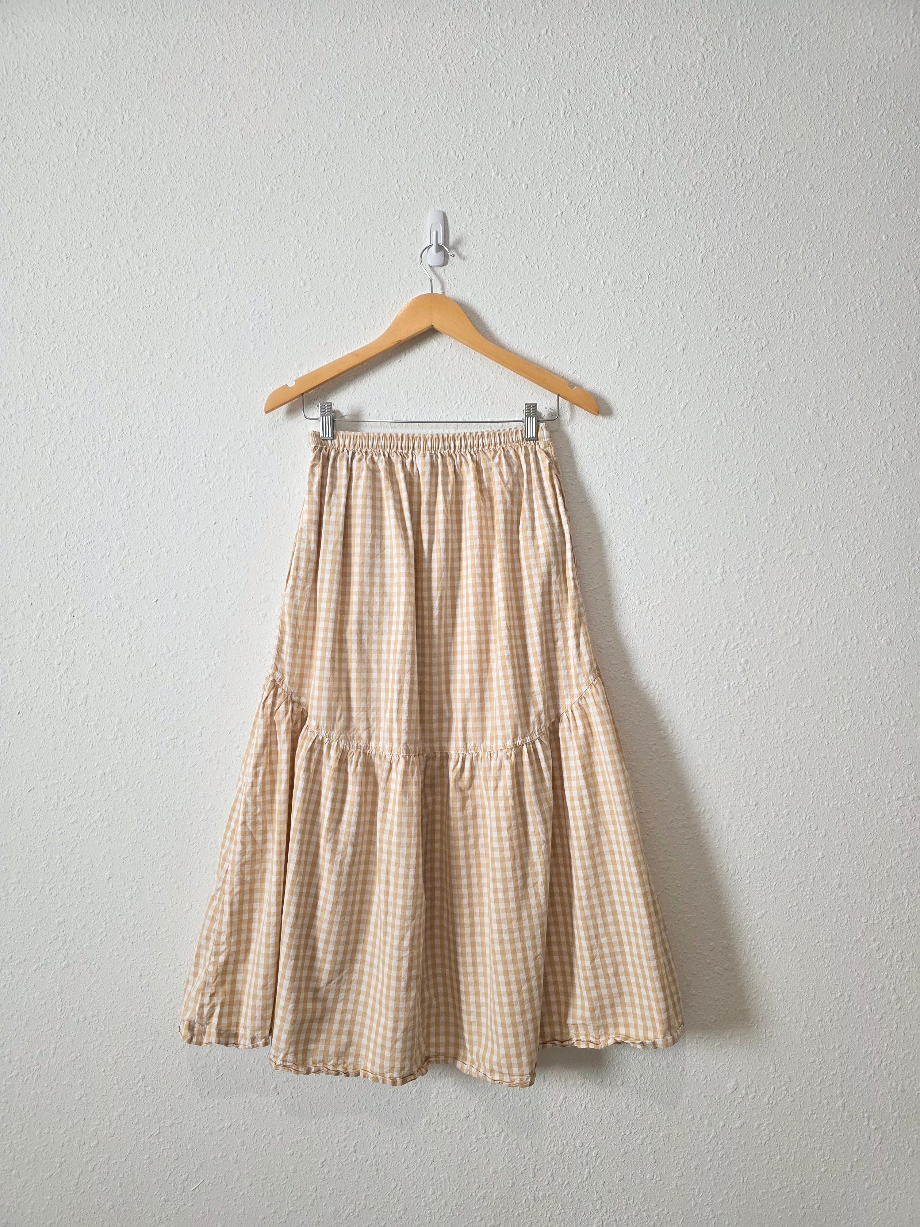 Neutral Gingham Maxi Skirt (S)