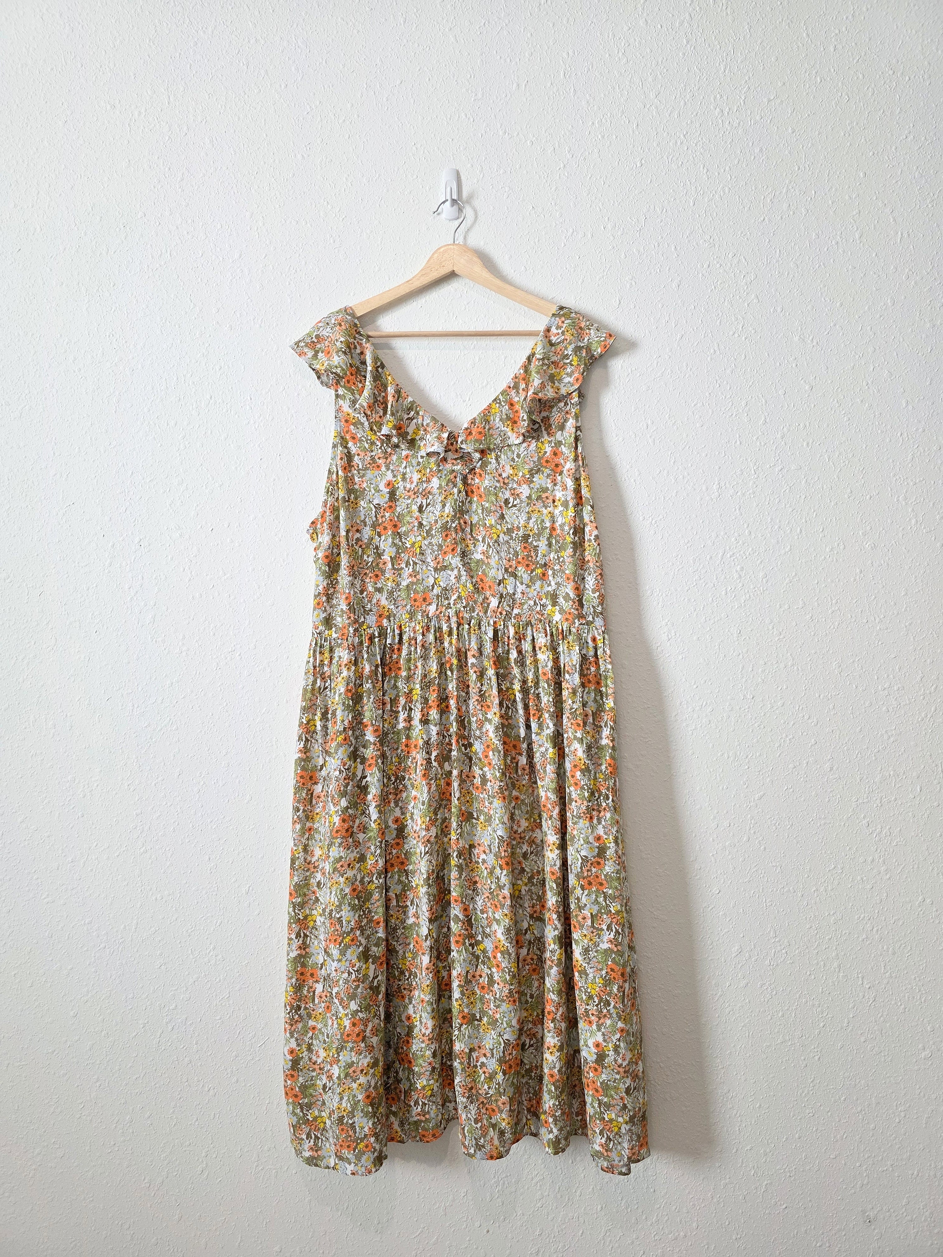 Floral Ruffle Midi Dress (2X)