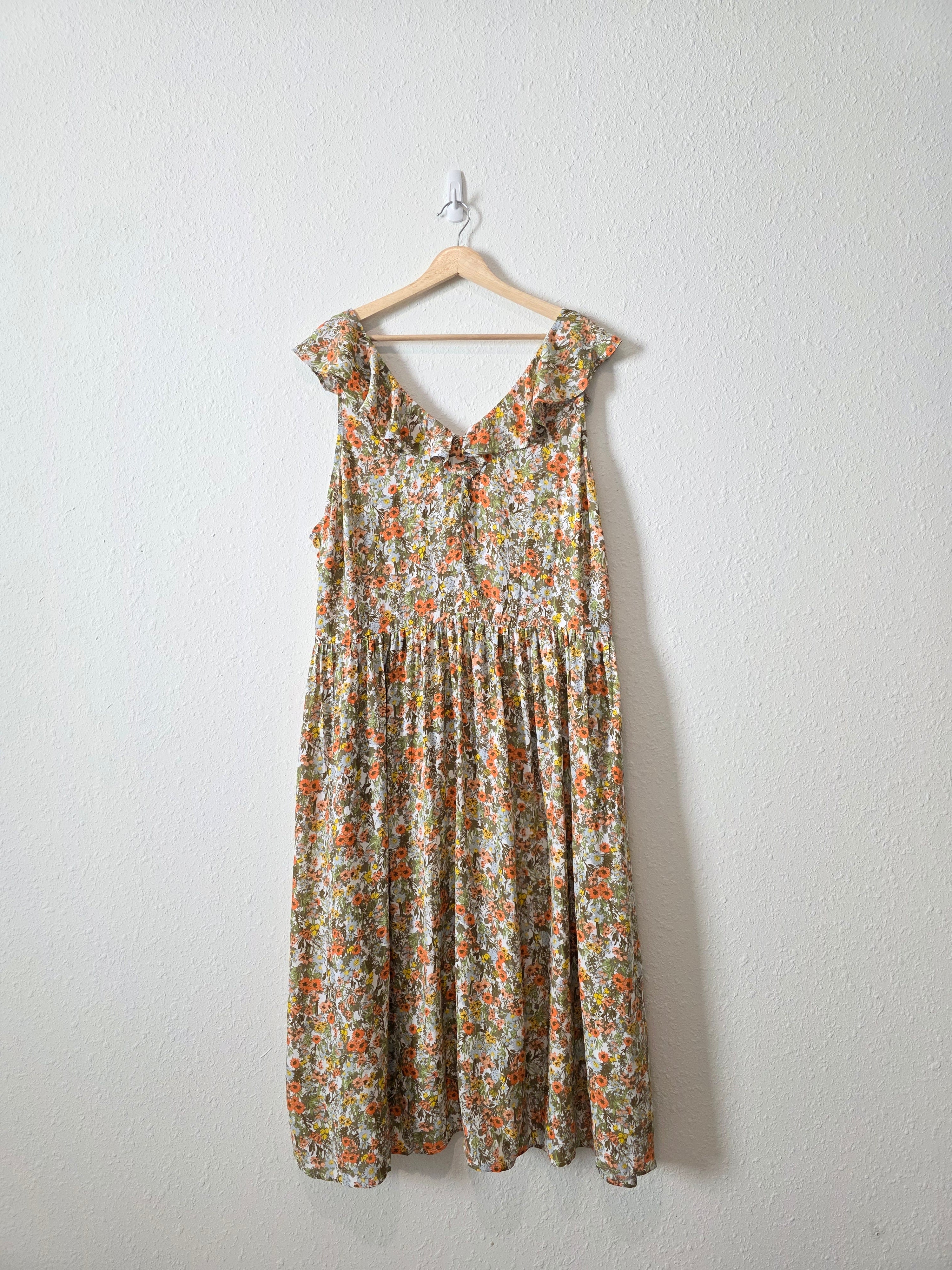 Floral Ruffle Midi Dress (2X)