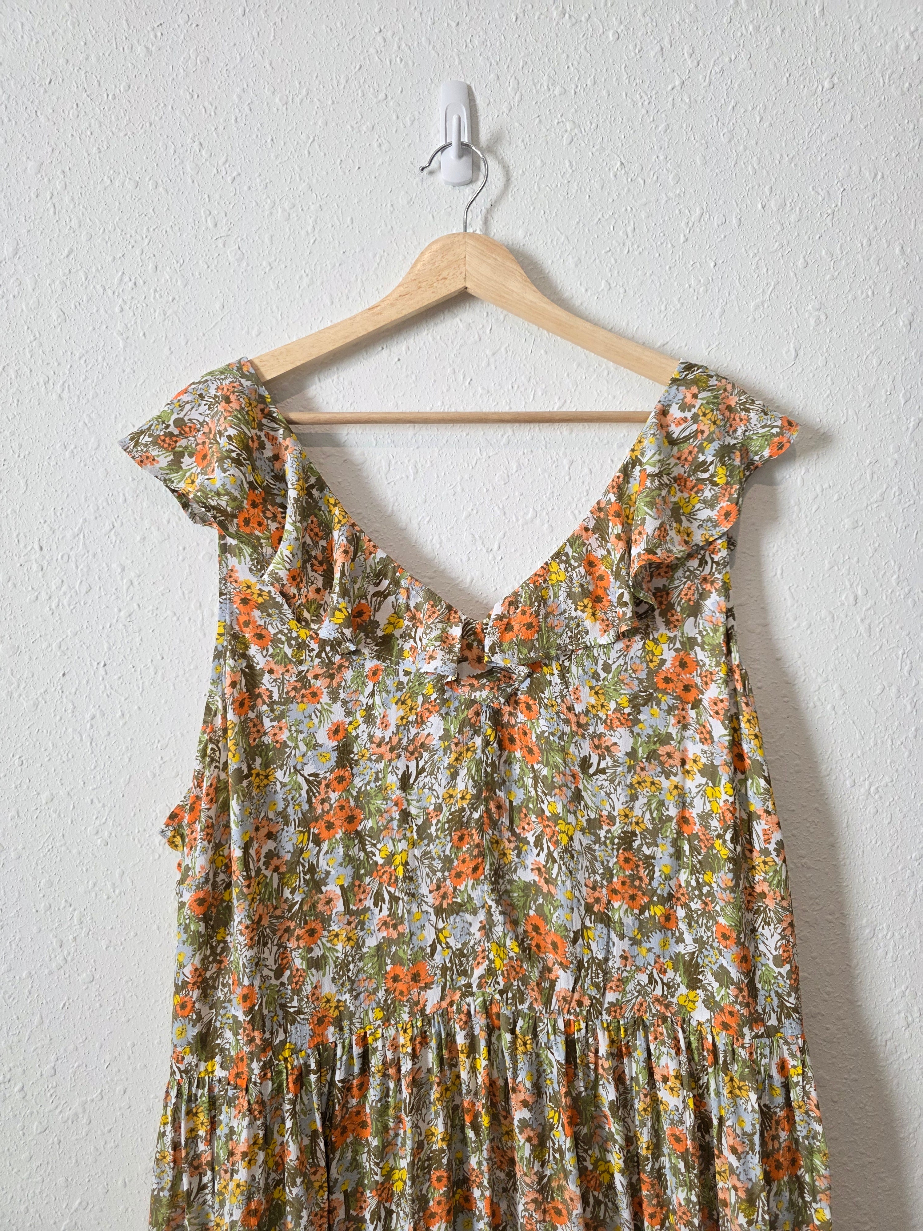 Floral Ruffle Midi Dress (2X)