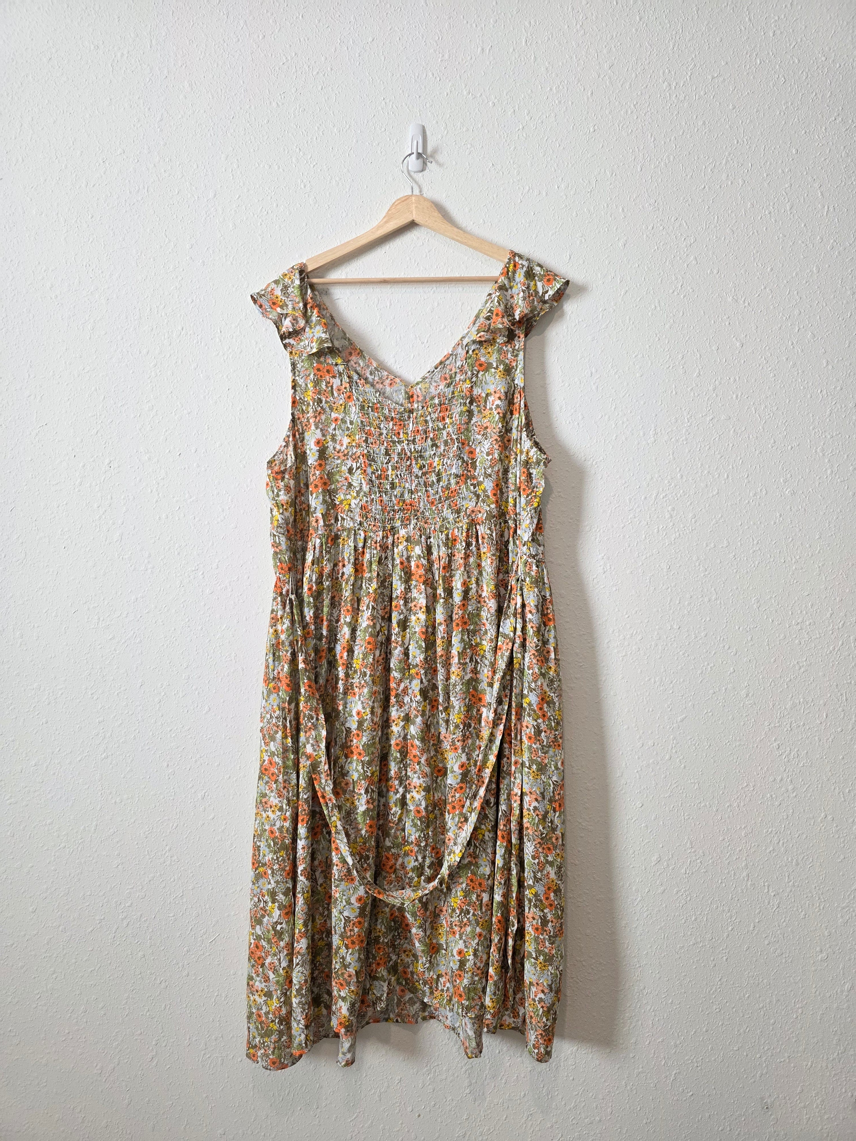 Floral Ruffle Midi Dress (2X)