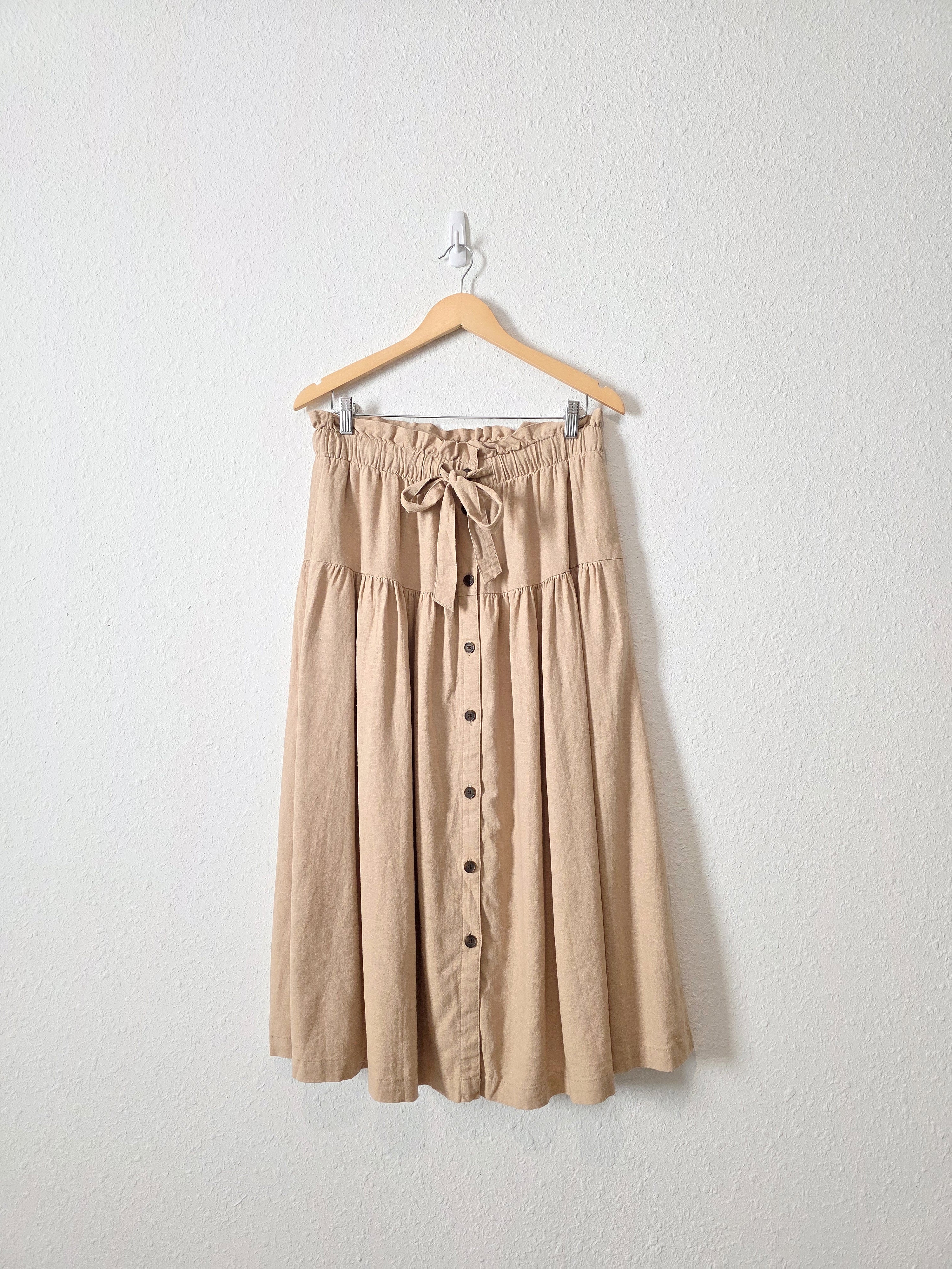 Linen Blend Midi Skirt (M)