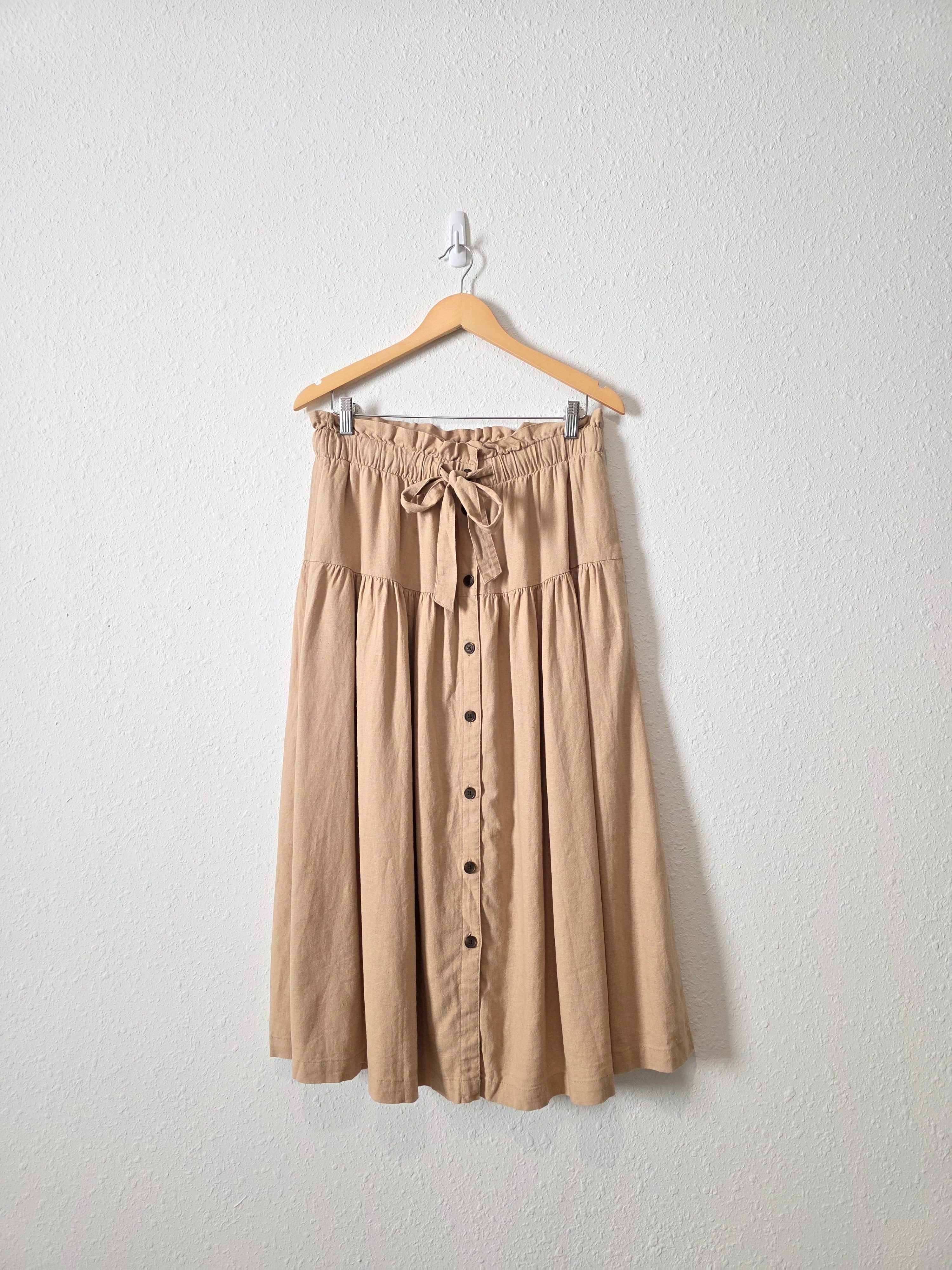 Linen Blend Midi Skirt (M)