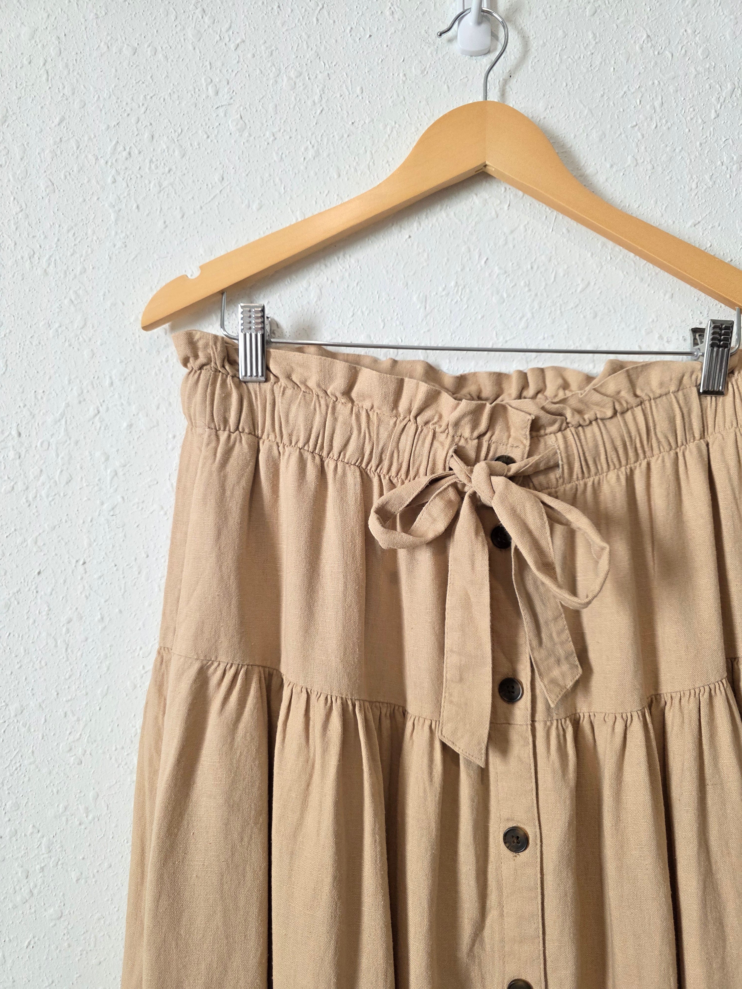 Linen Blend Midi Skirt (M)