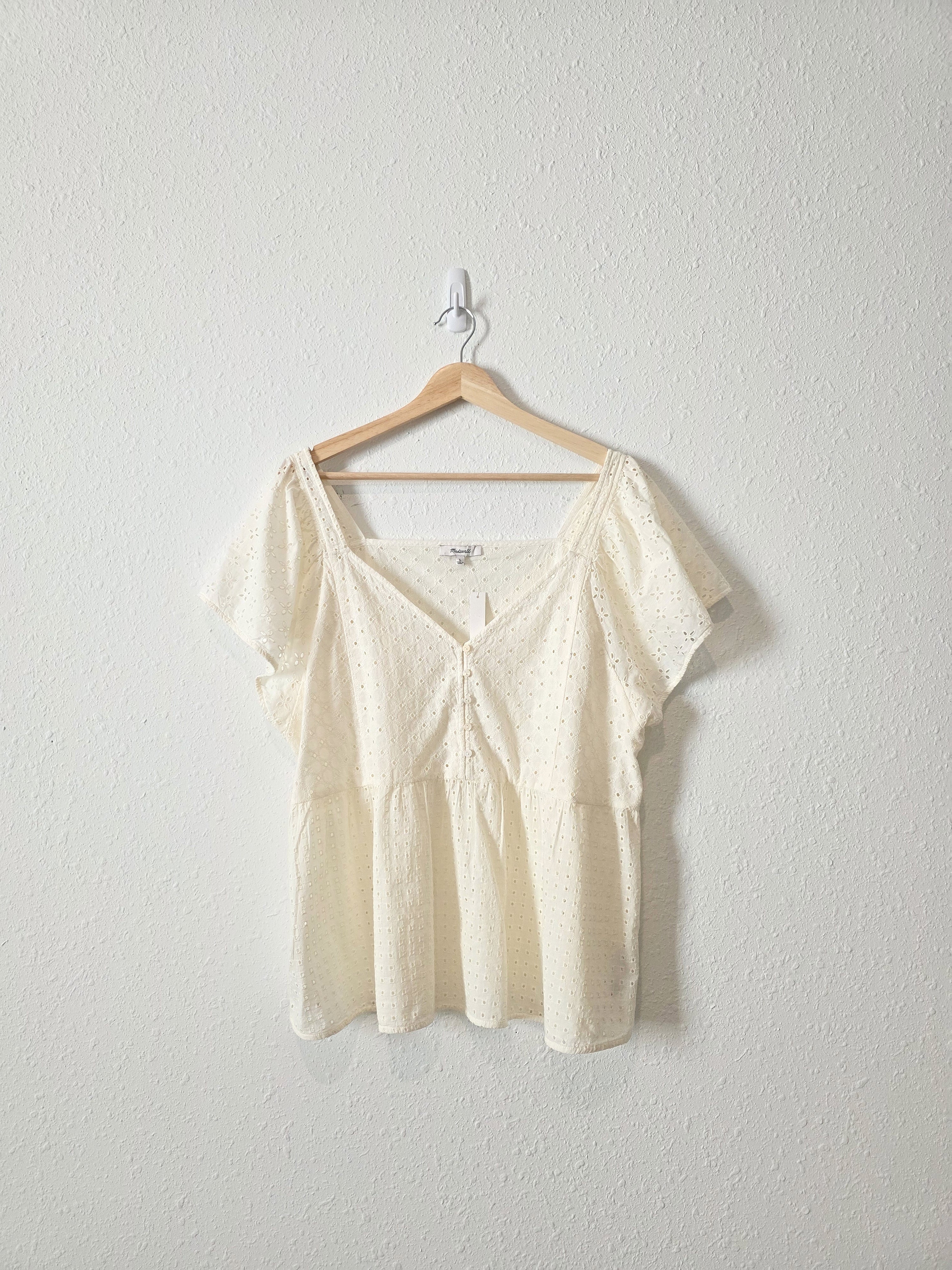 NEW Madewell Cream Eyelet Blouse (L)
