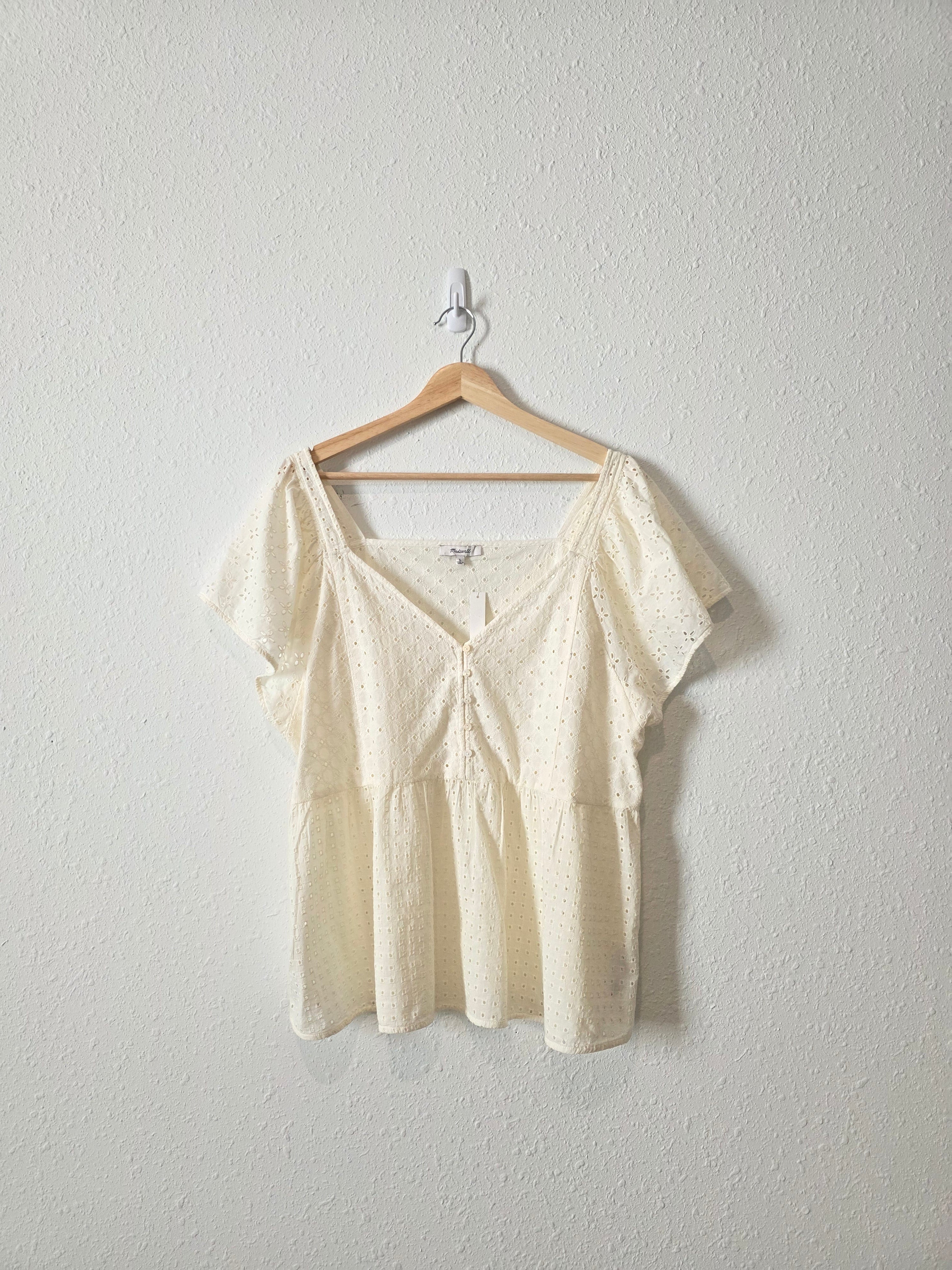 NEW Madewell Cream Eyelet Blouse (L)