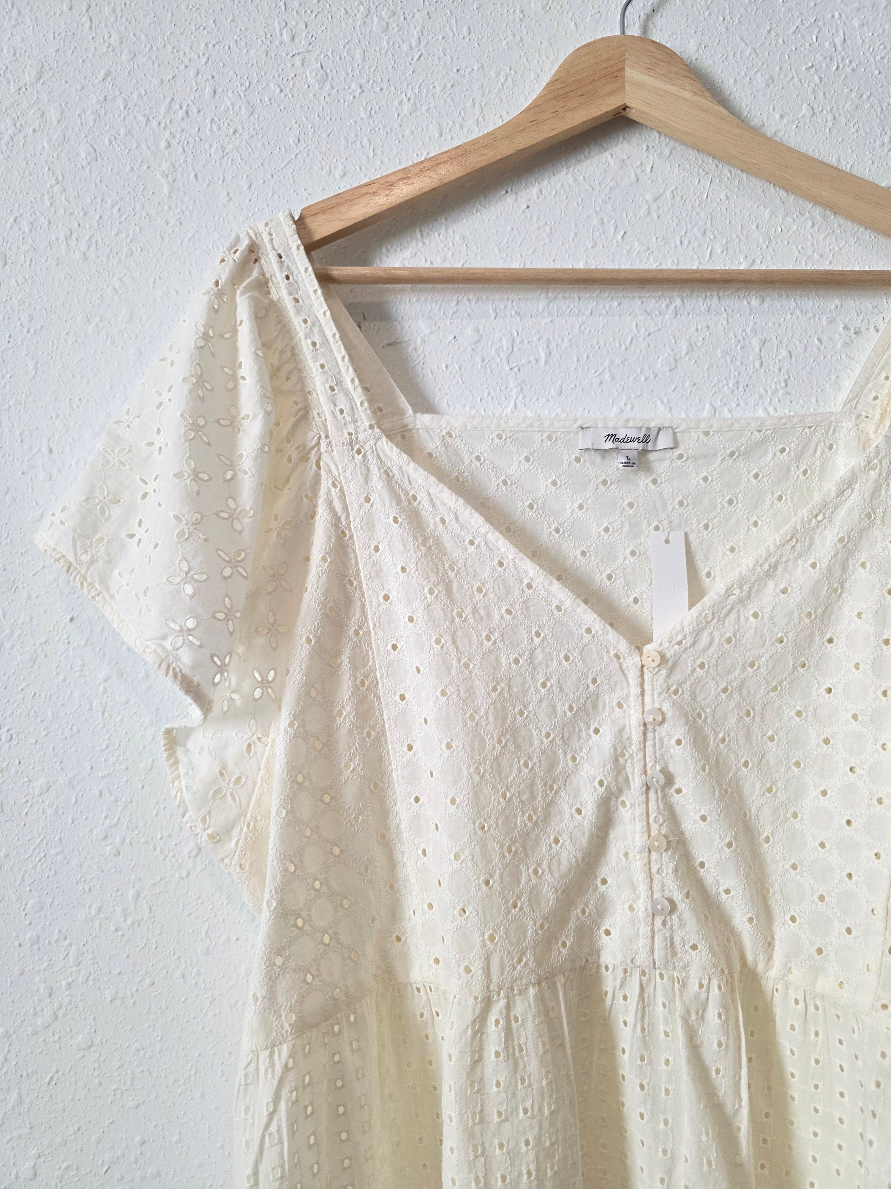 NEW Madewell Cream Eyelet Blouse (L)