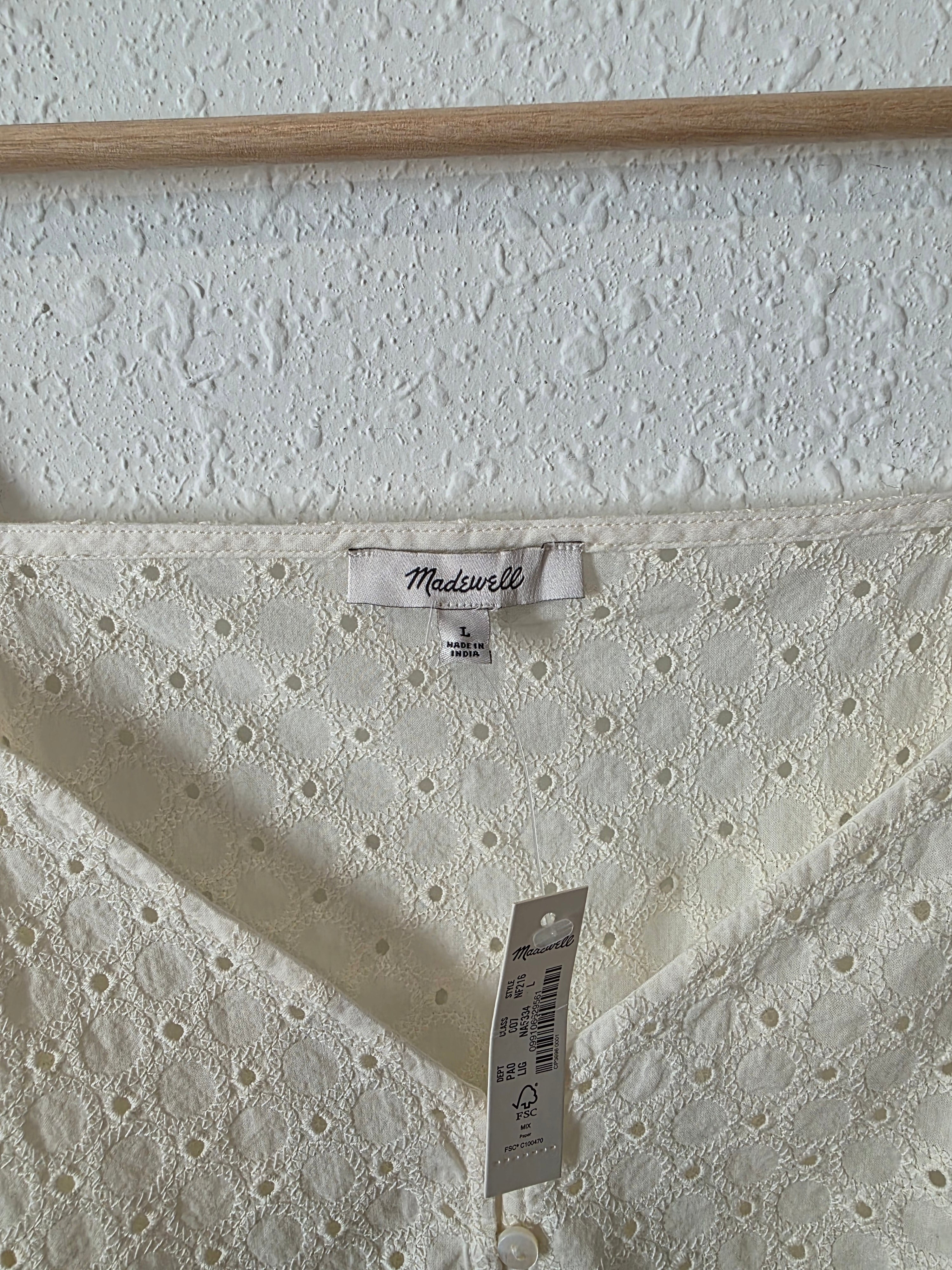 NEW Madewell Cream Eyelet Blouse (L)