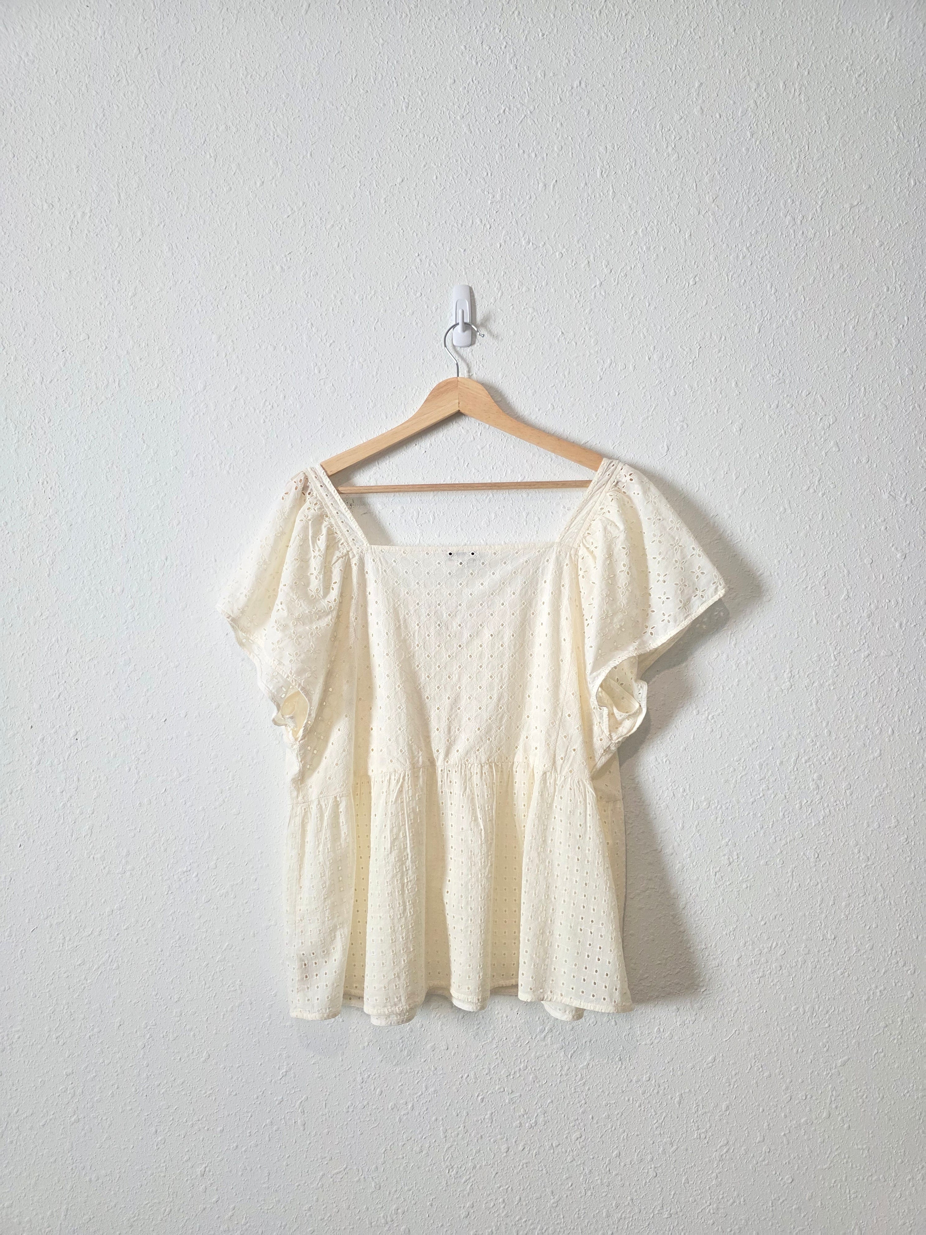 NEW Madewell Cream Eyelet Blouse (L)